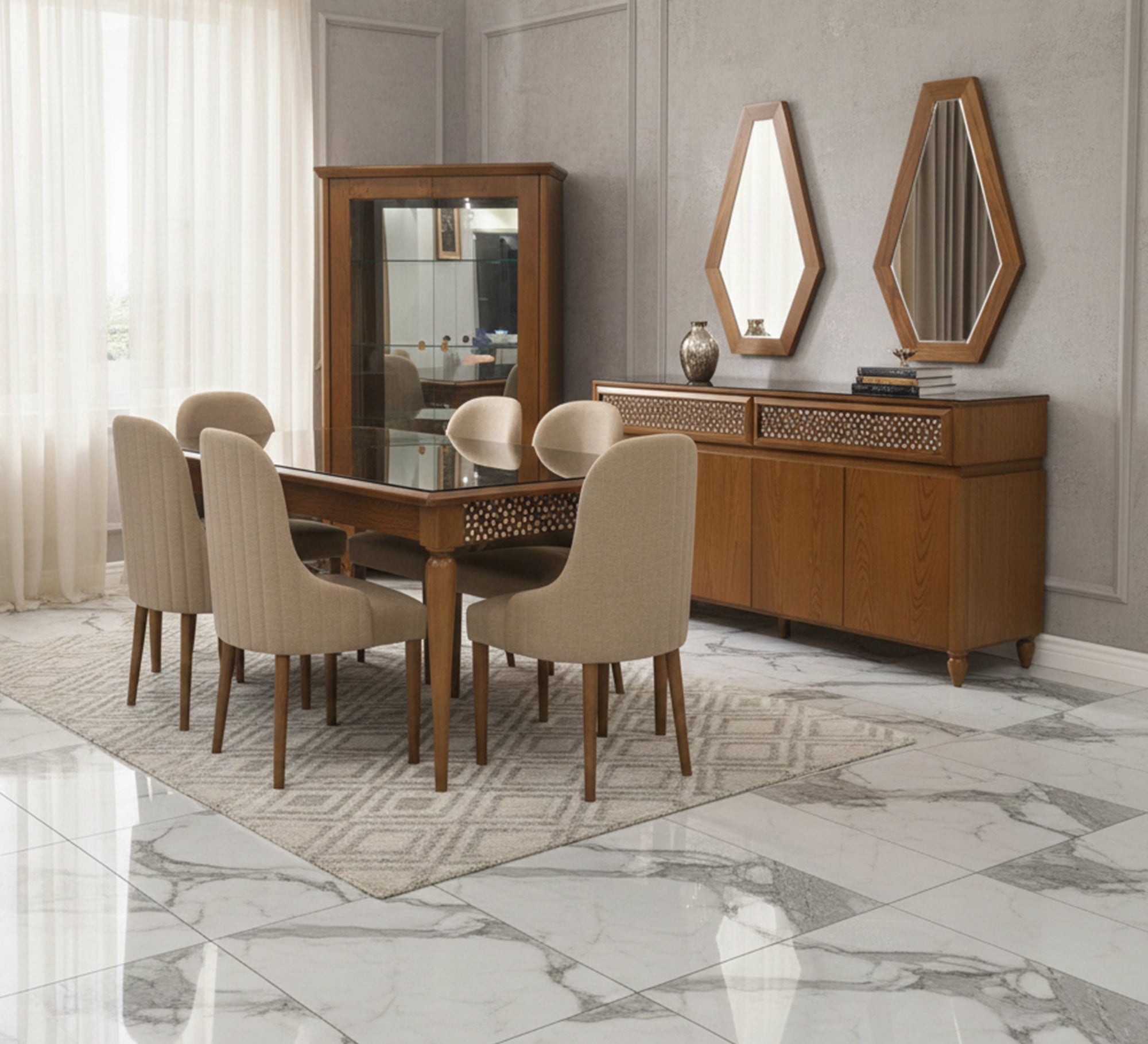 Brown wooden dining room - Vitrine Furniture - Sets