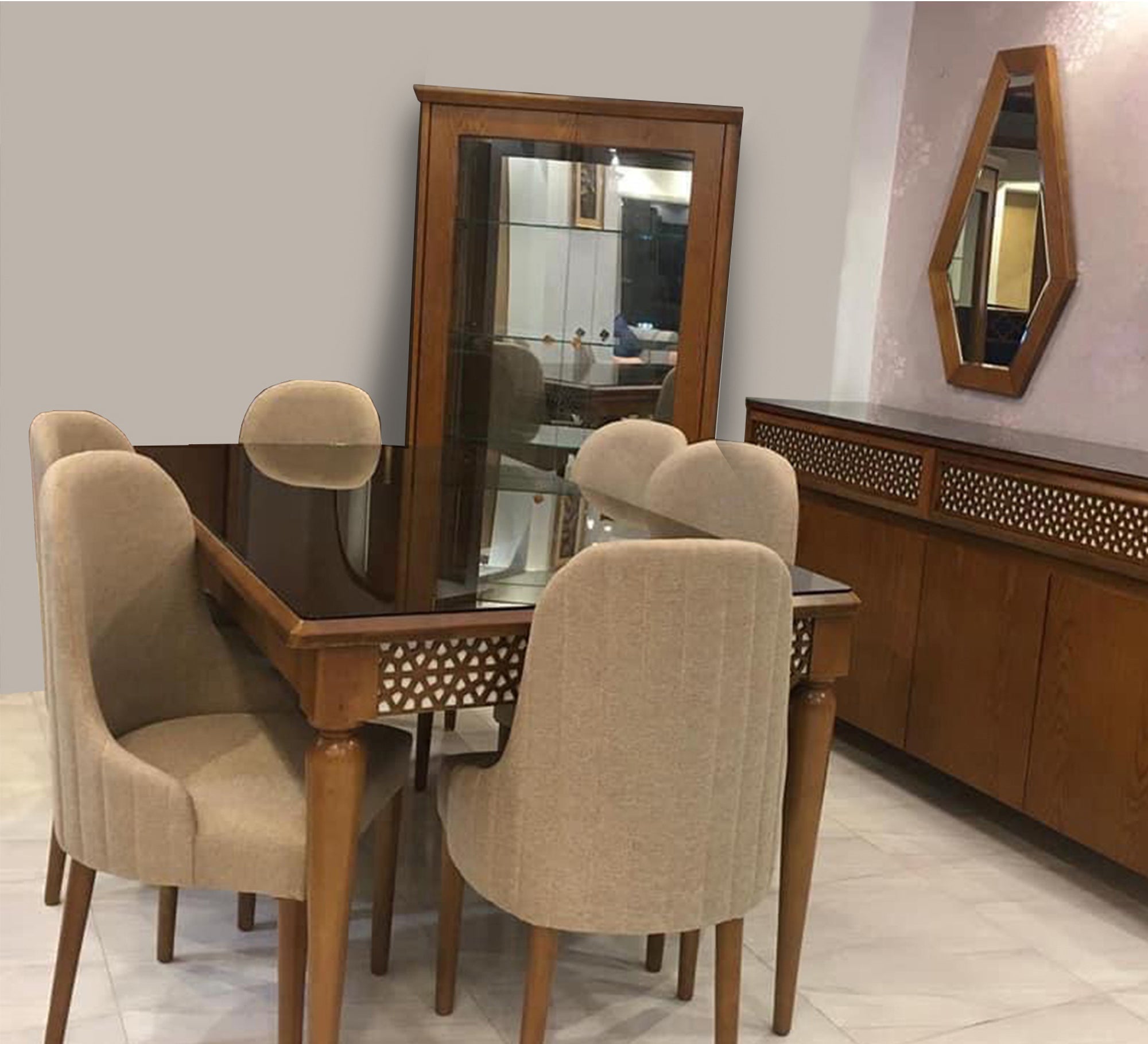 Brown wooden dining room - Vitrine Furniture - Sets