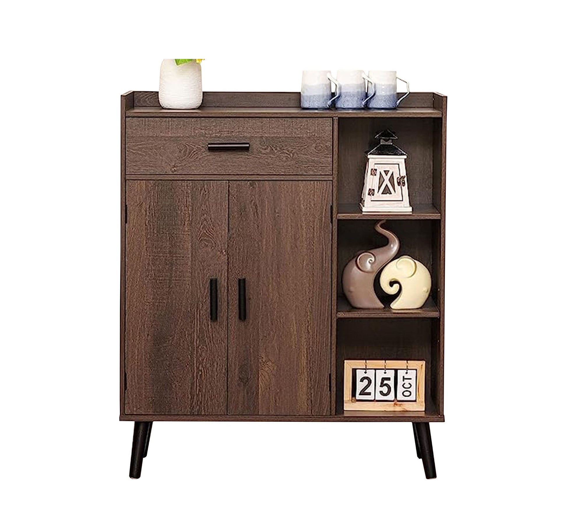 Brown wooden shoe rack with straight lines - Vitrine Furniture - Furniture