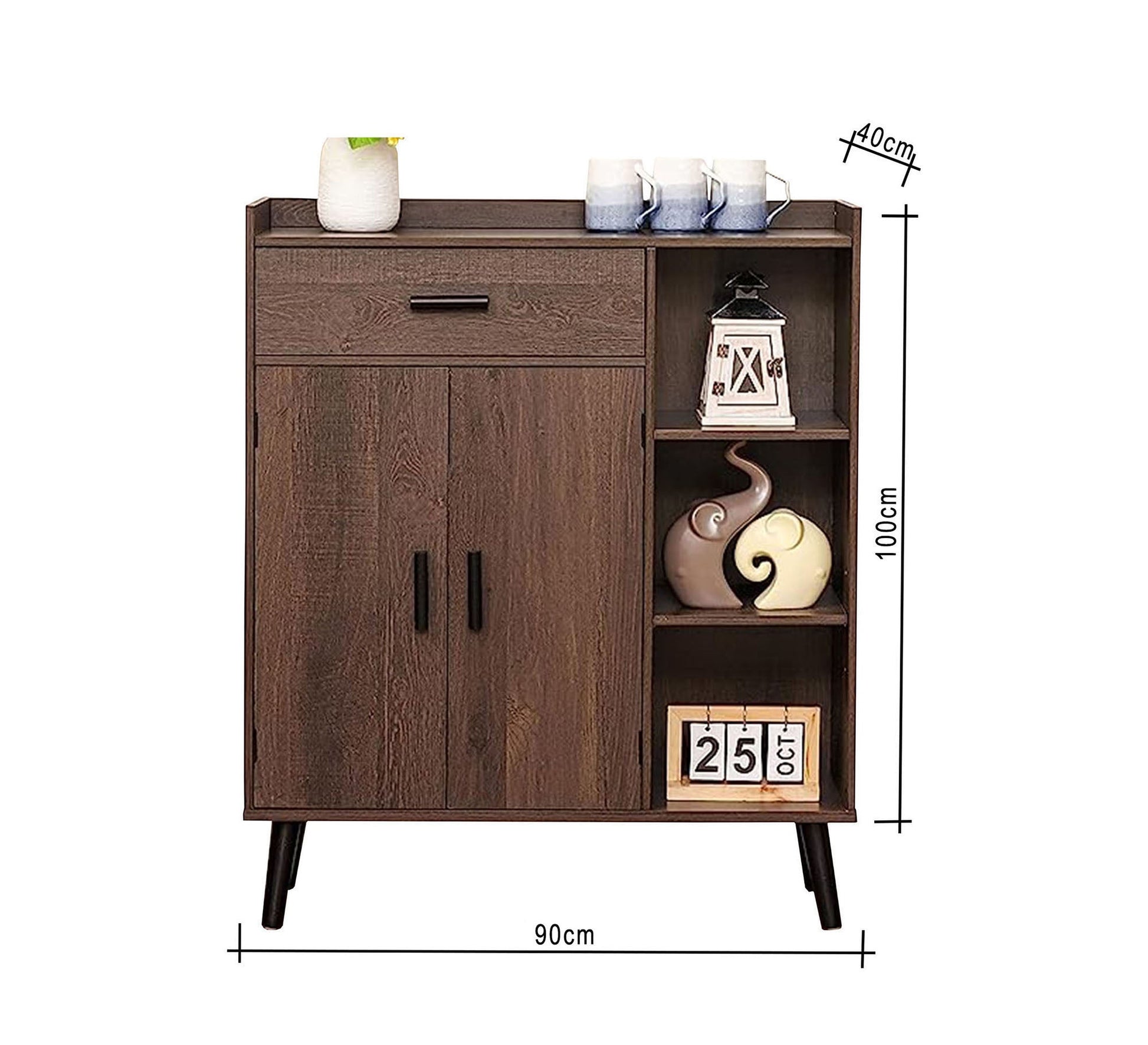 Brown wooden shoe rack with straight lines - Vitrine Furniture - Furniture