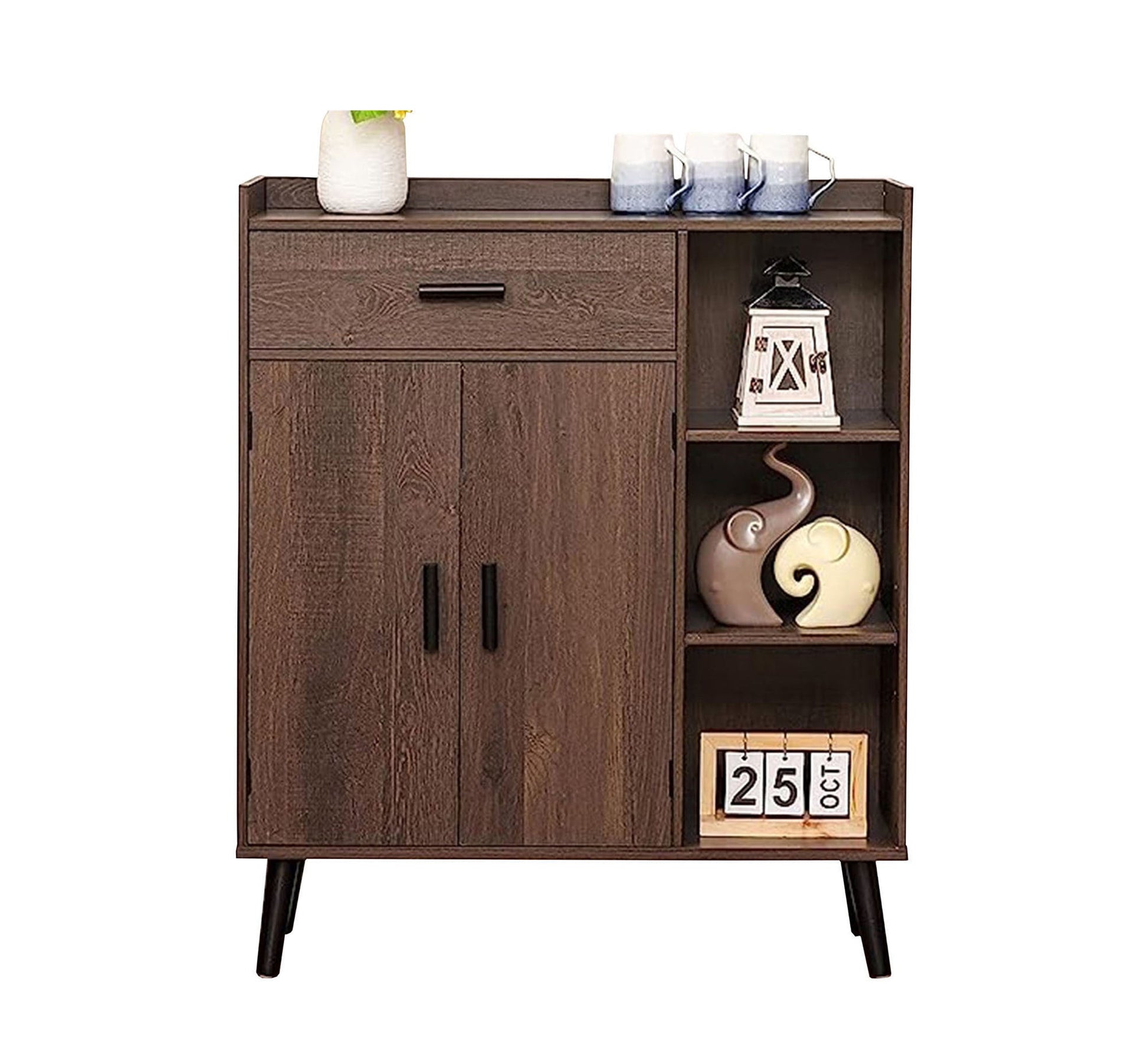 Brown wooden shoe rack with straight lines - Vitrine Furniture - Shoe Racks