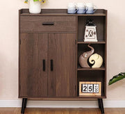 Brown wooden shoe rack with straight lines - Vitrine Furniture - Shoe Racks
