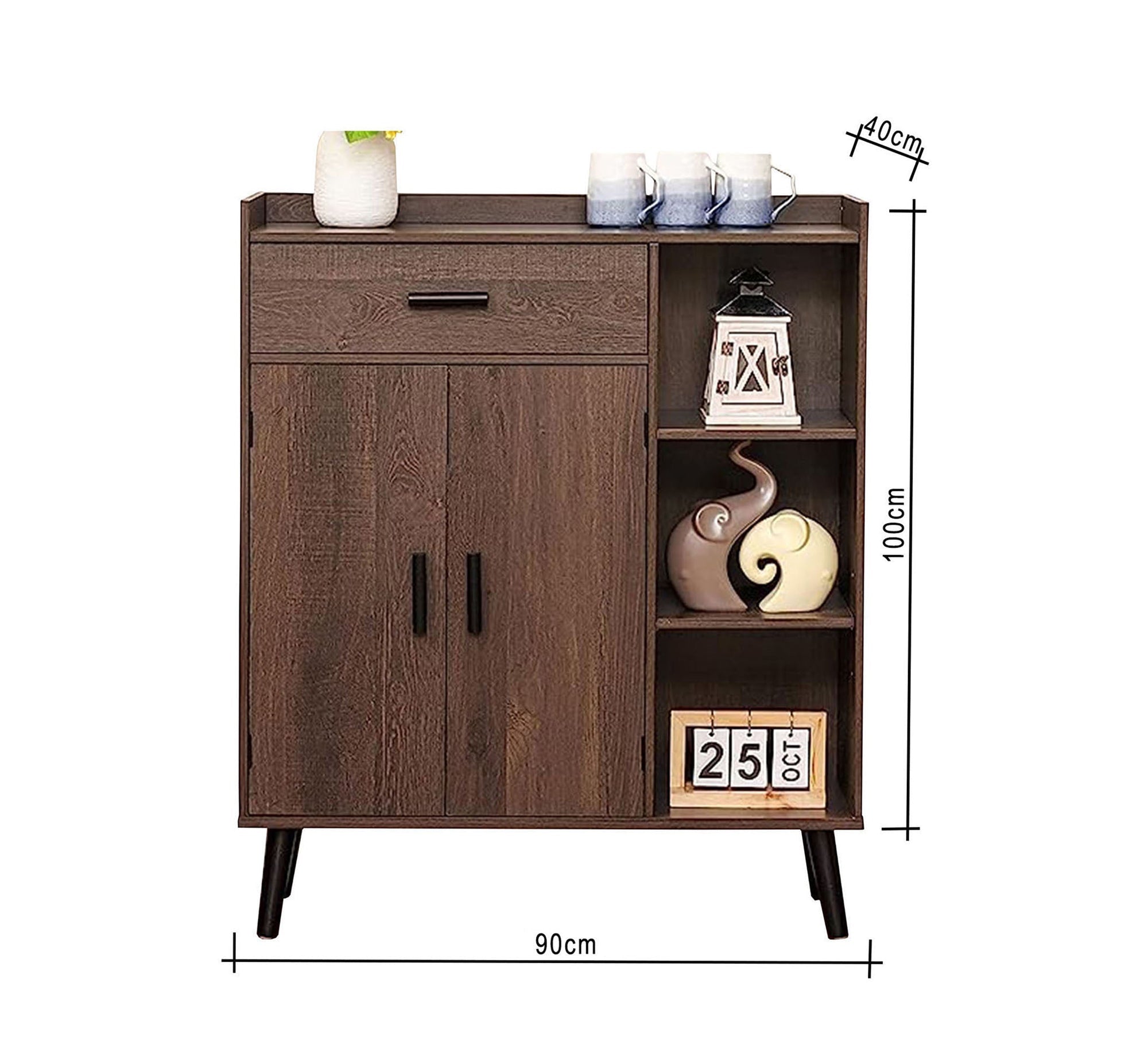 Brown wooden shoe rack with straight lines - Vitrine Furniture - Shoe Racks