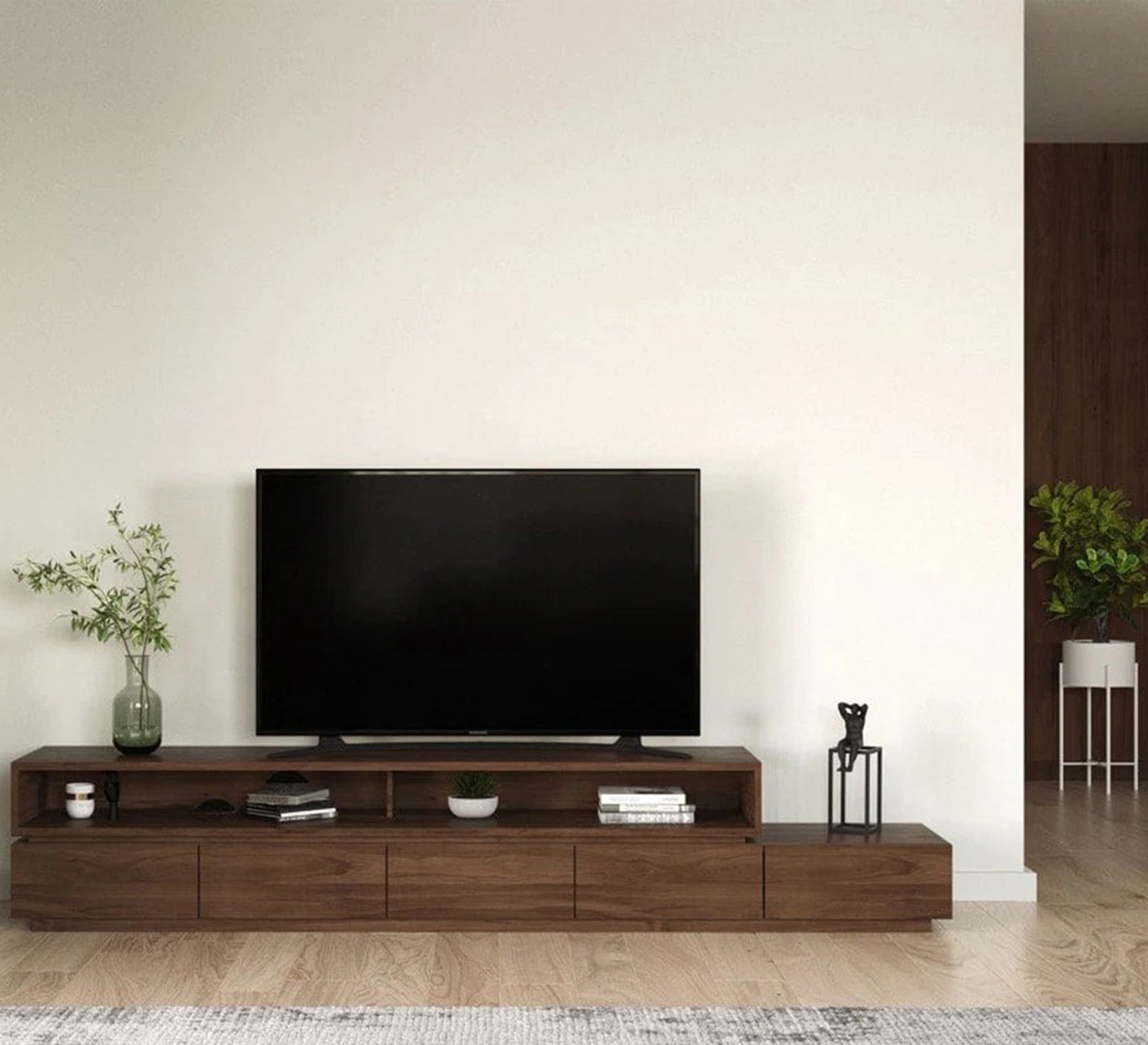 Brown Wooden TV Table - Sleek, Sturdy, Stylish - Vitrine Furniture - TV Table & Cabinet