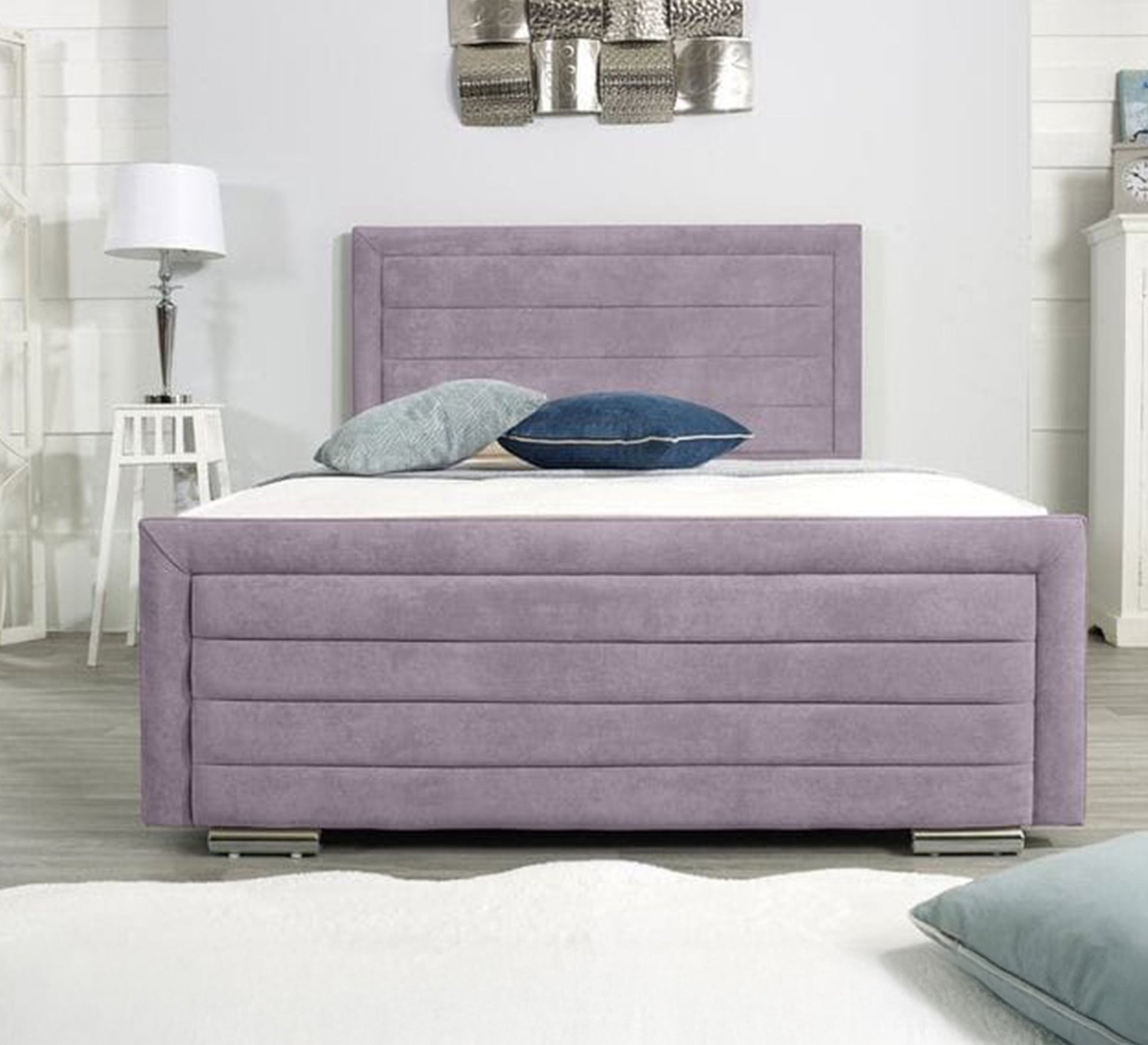 Burgundy horizontal upholstered bed - Vitrine Furniture - Furniture