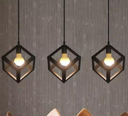 Cage pendant with hollow metal cube pendant - Vitrine Furniture - Lighting