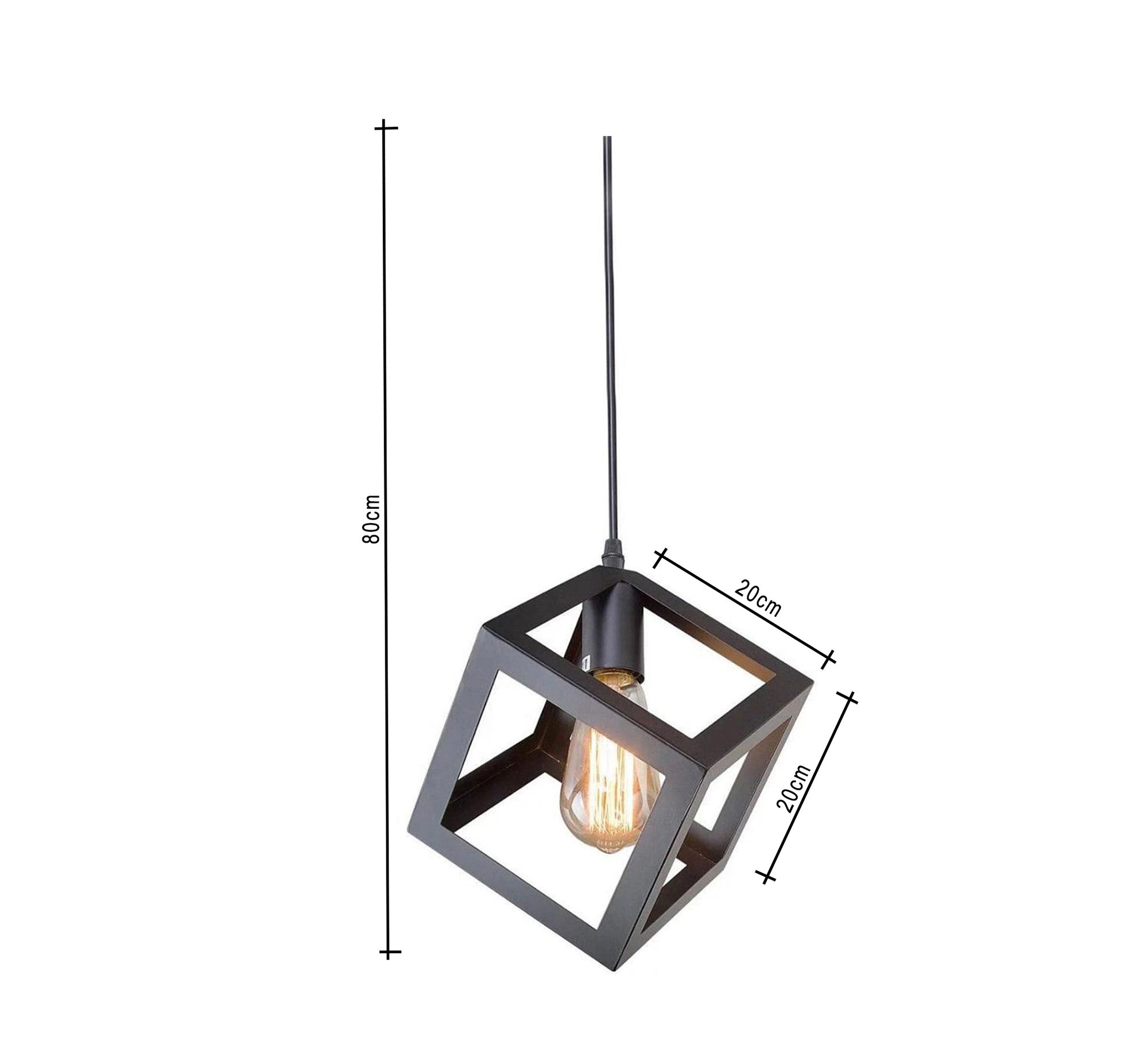 Cage pendant with hollow metal cube pendant - Vitrine Furniture - Lighting