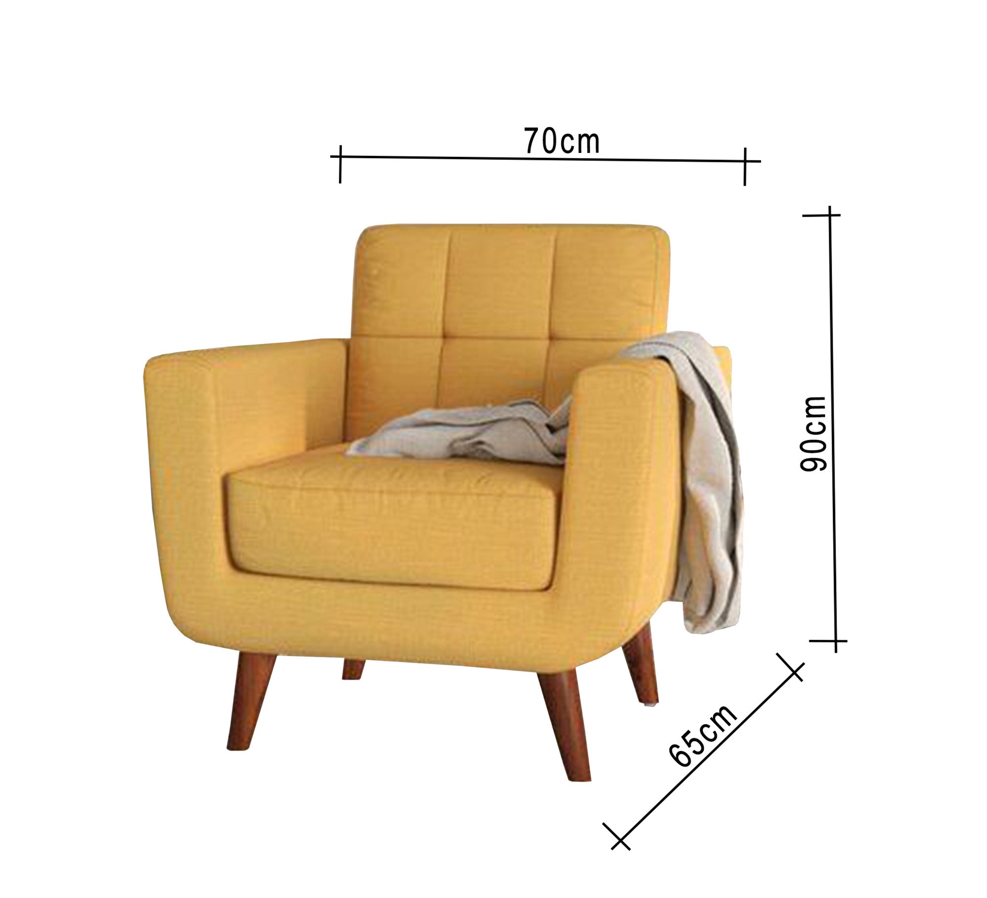 Camel Yellow Chair with High Wooden Legs - Vitrine Furniture - Chairs & Chaise lounge