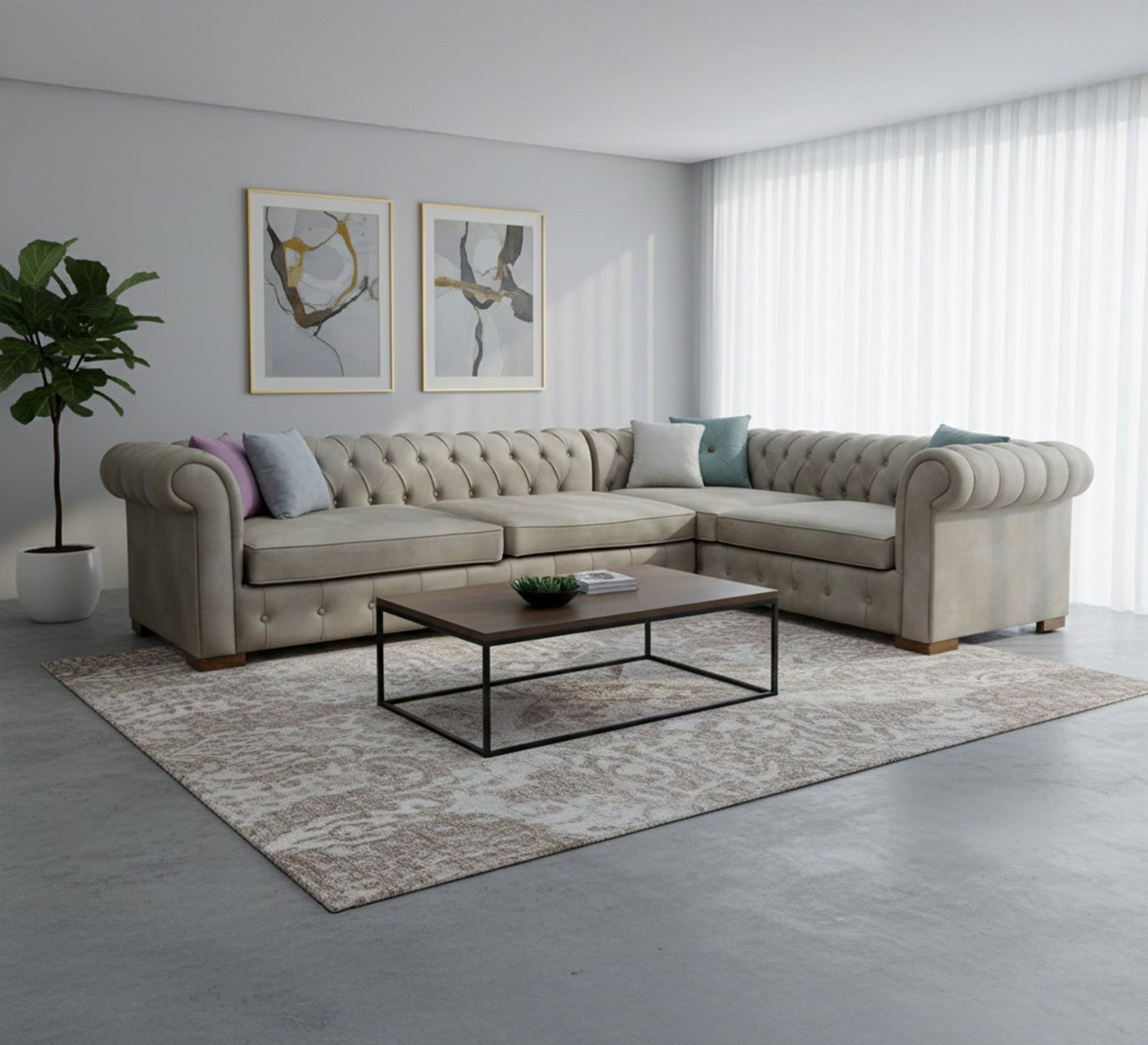 Capotene Corner Grey: Elegant, Versatile, Timeless Design - Vitrine Furniture - L - shape sofa set