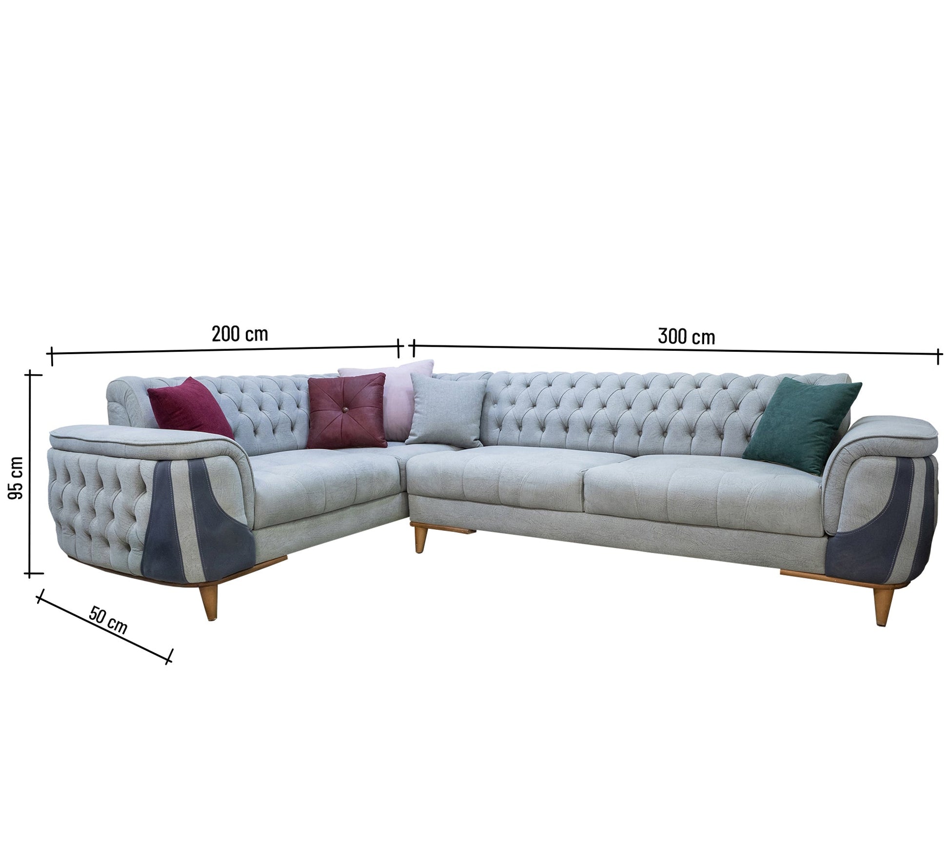 Capotene Corner: Sleek Blue & Grey - Stylish Practicality - Vitrine Furniture - L - shape sofa set