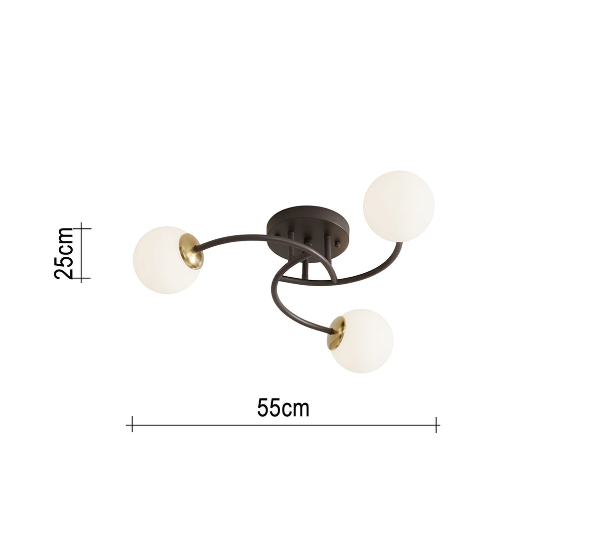 Ceiling chandelier with three curved arms - Vitrine Furniture - Ceiling lights