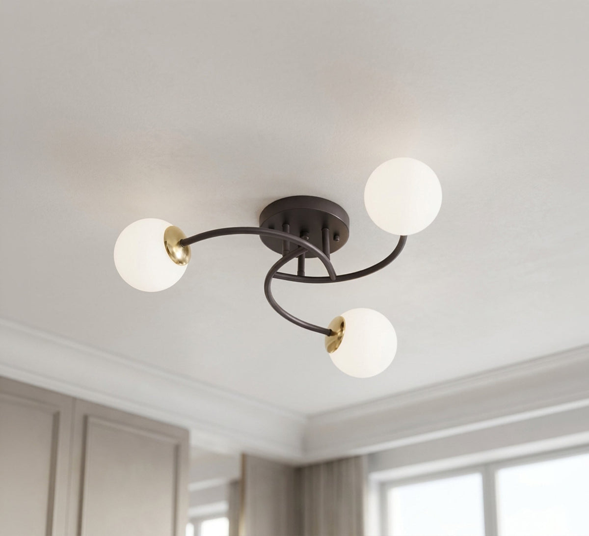 Ceiling chandelier with three curved arms - Vitrine Furniture - Ceiling lights