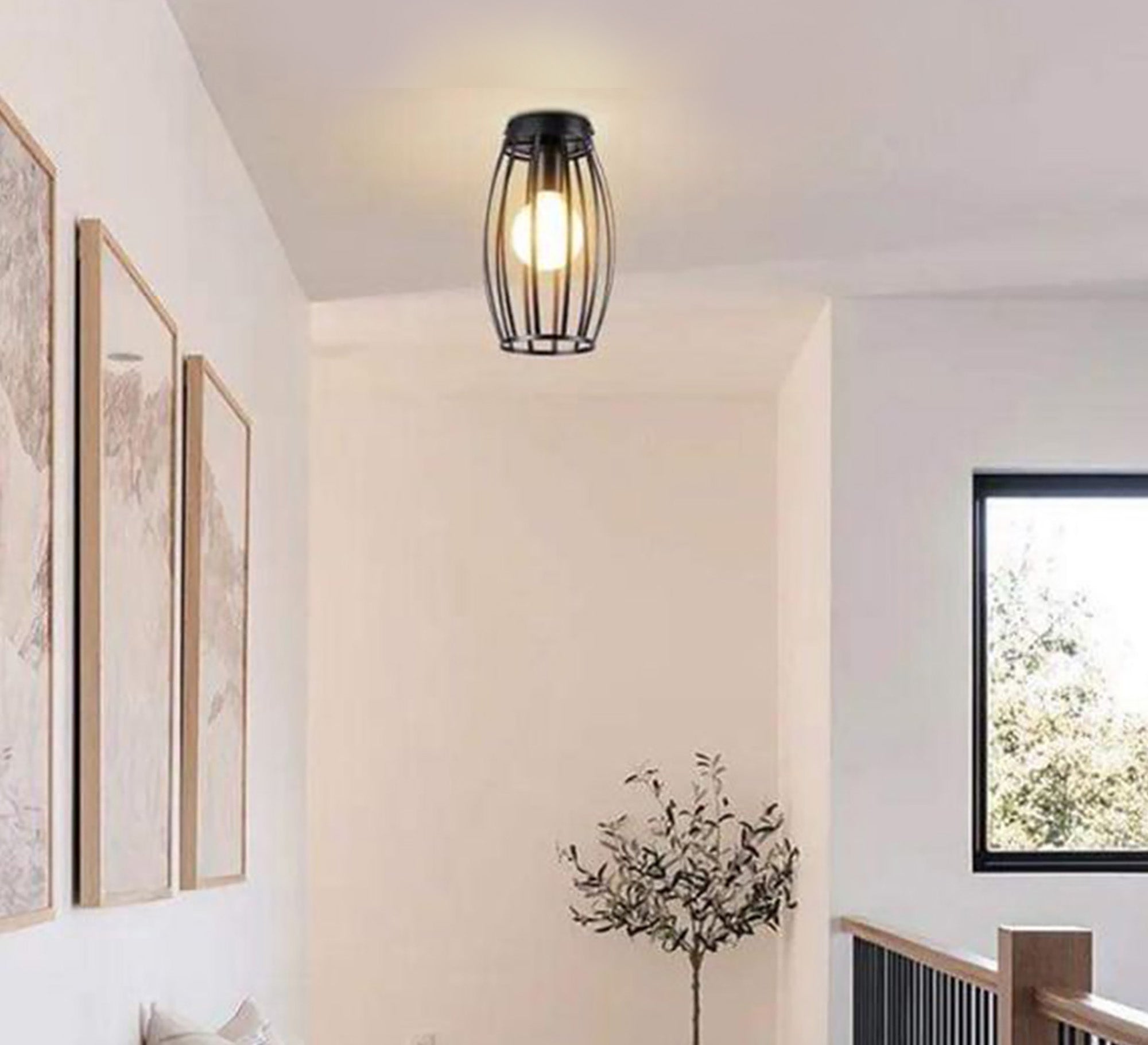 Ceiling lamp with flower shape metal cage - Vitrine Furniture - Lighting