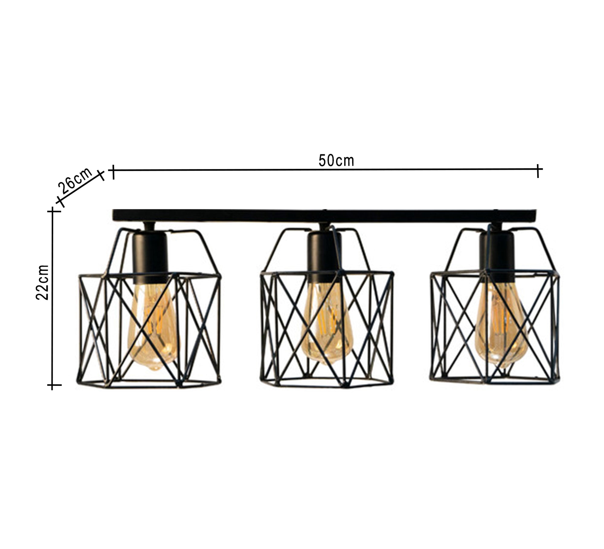 Ceiling lamp with three hollow cages ruler - Vitrine Furniture - Lighting