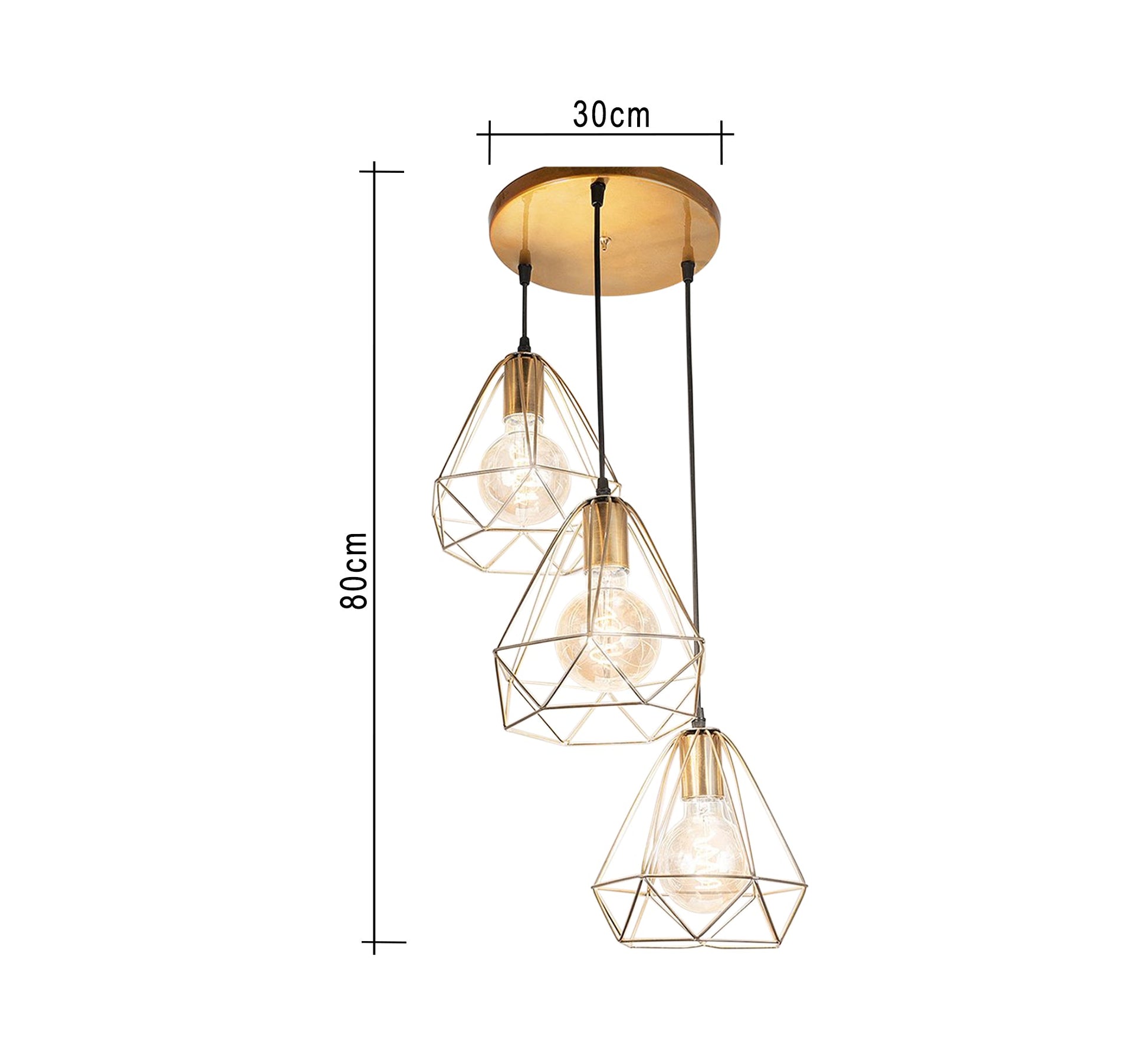 Ceiling lamp with three pendants of different heights - Vitrine Furniture - Lighting