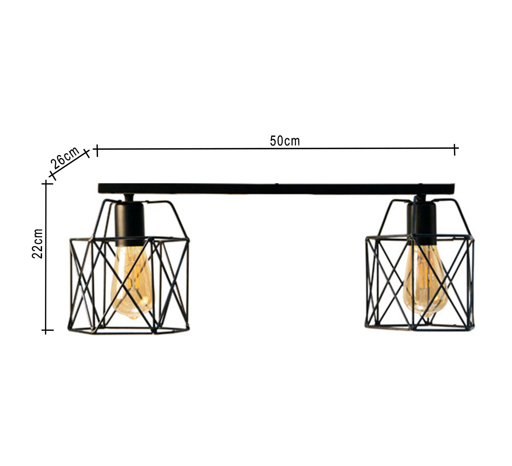 Ceiling lamp with two hollow cages ruler - Vitrine Furniture - Lighting