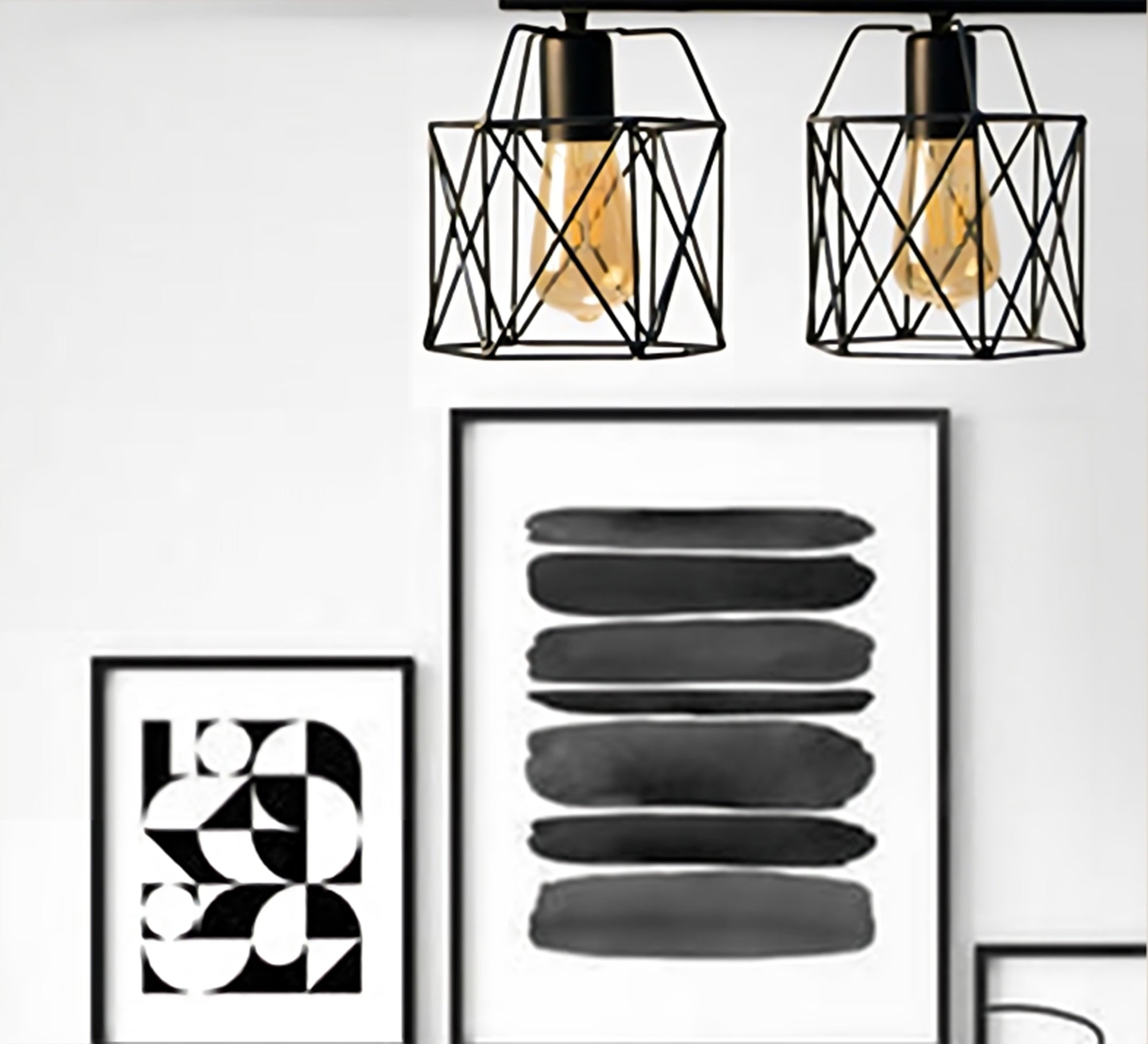 Ceiling lamp with two hollow cages ruler - Vitrine Furniture - Lighting