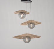 Ceiling lighting covered with brown and beige fabric strips - Vitrine Furniture - Lighting