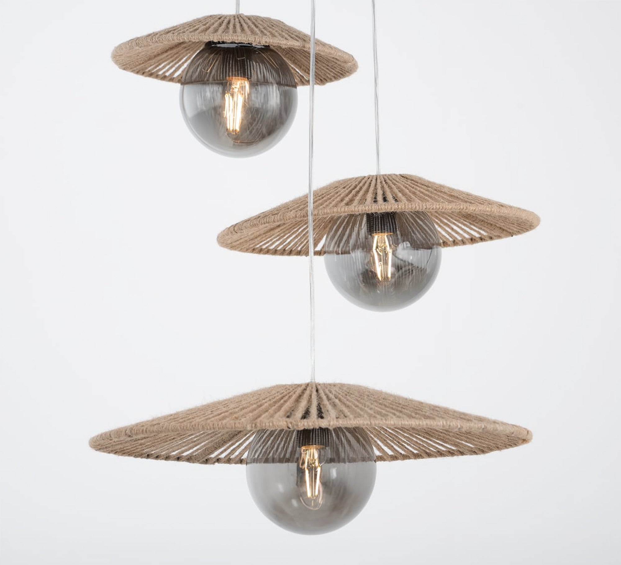 Ceiling lighting covered with brown and beige fabric strips - Vitrine Furniture - Lighting