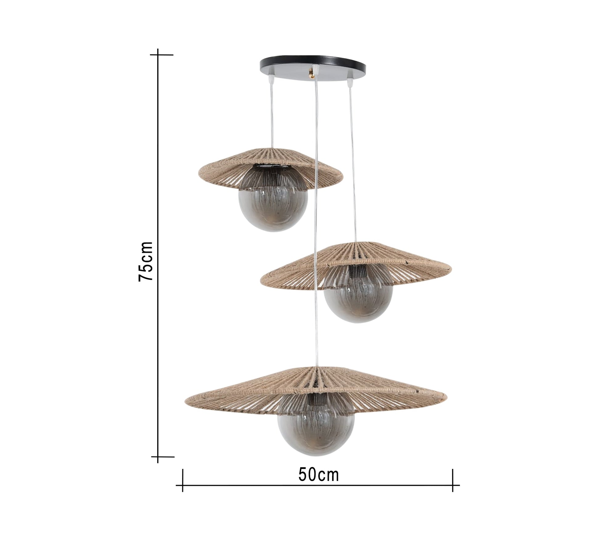 Ceiling lighting covered with brown and beige fabric strips - Vitrine Furniture - Lighting