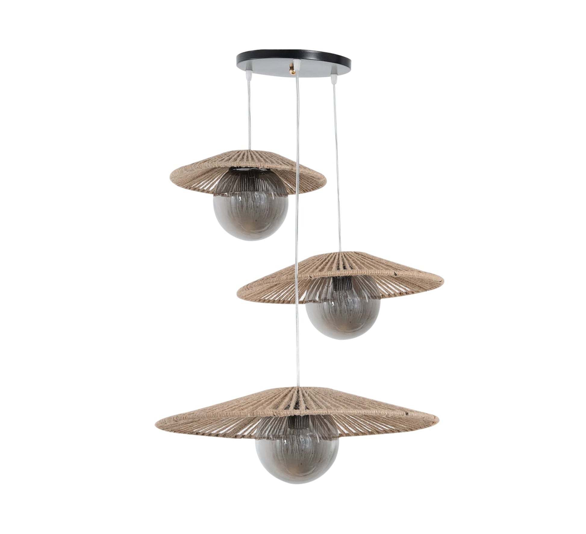 Ceiling lighting covered with brown and beige fabric strips - Vitrine Furniture - Lighting