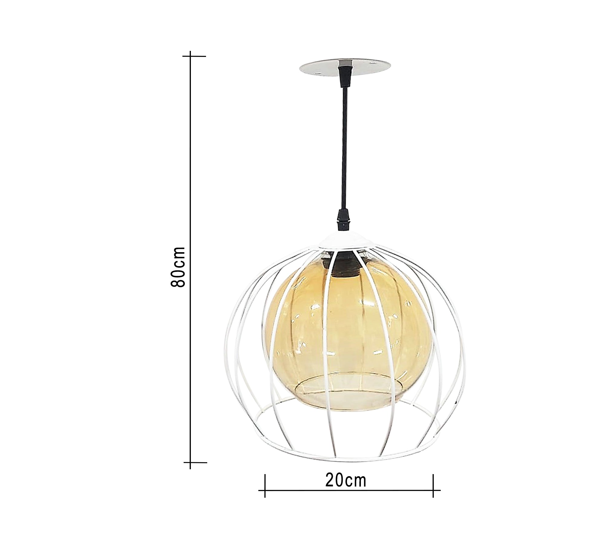 Ceiling pendant with crystal cover and spherical metal cage - Vitrine Furniture - Lighting