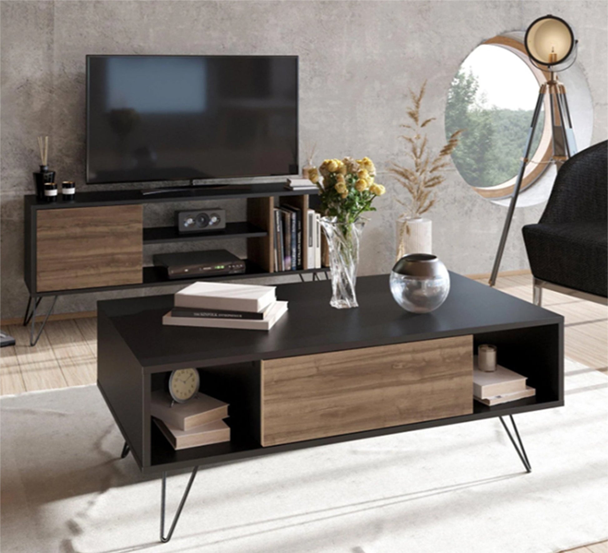 Center coffee table and TV table set - Vitrine Furniture - Furniture