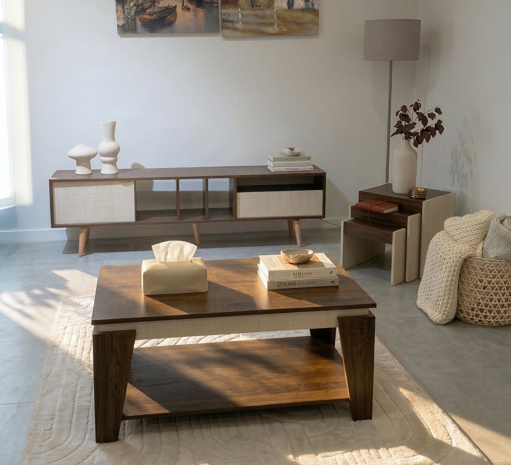 Center table set with TV stand and side tables - Vitrine Furniture - TV Table & Cabinet