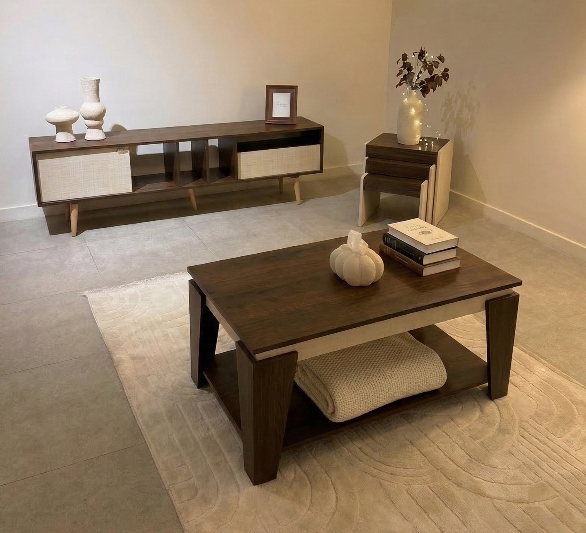 Center table set with TV stand and side tables - Vitrine Furniture - TV Table & Cabinet