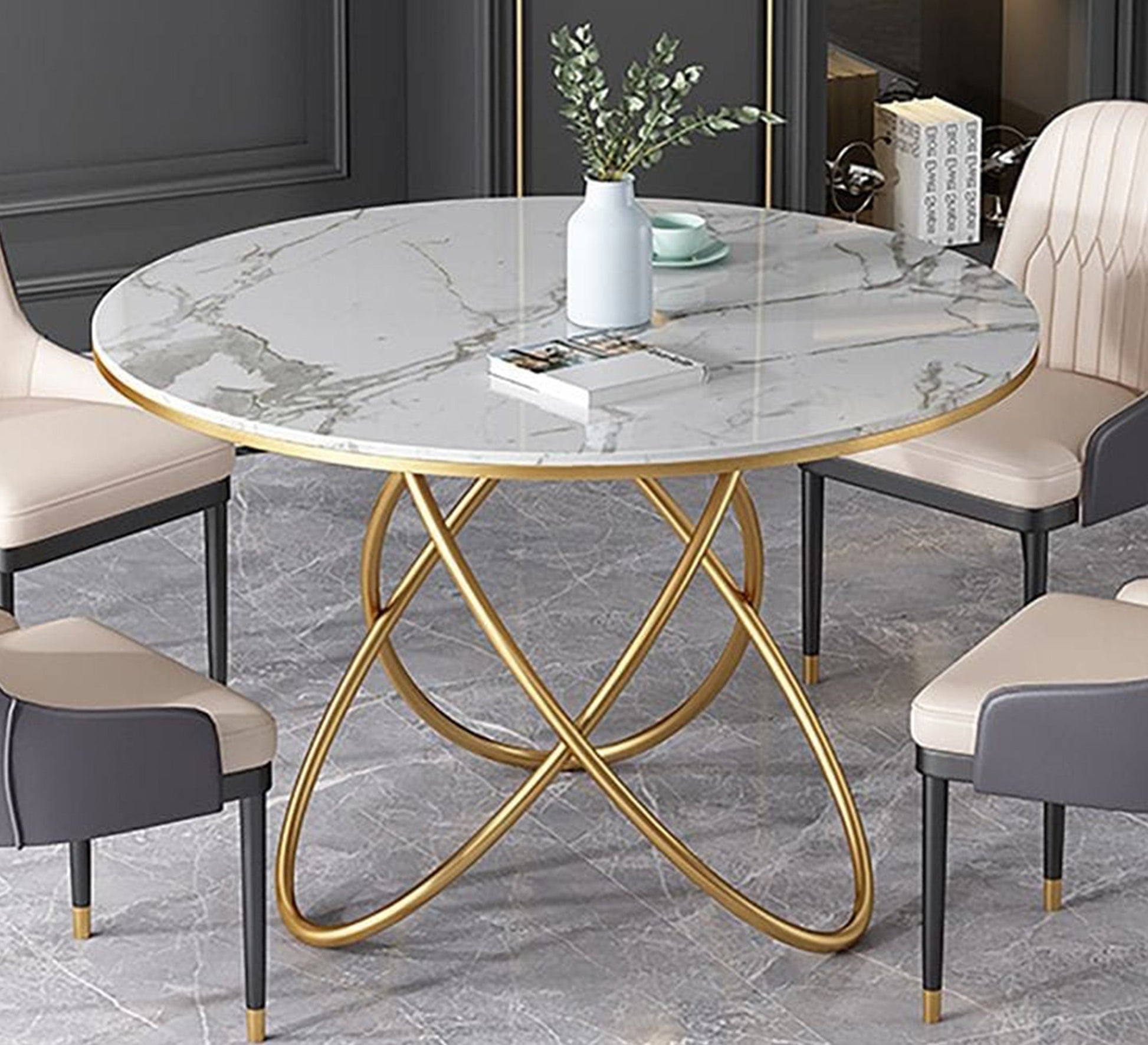 Center table with a curved base and a round marble top - Vitrine Furniture - Furniture