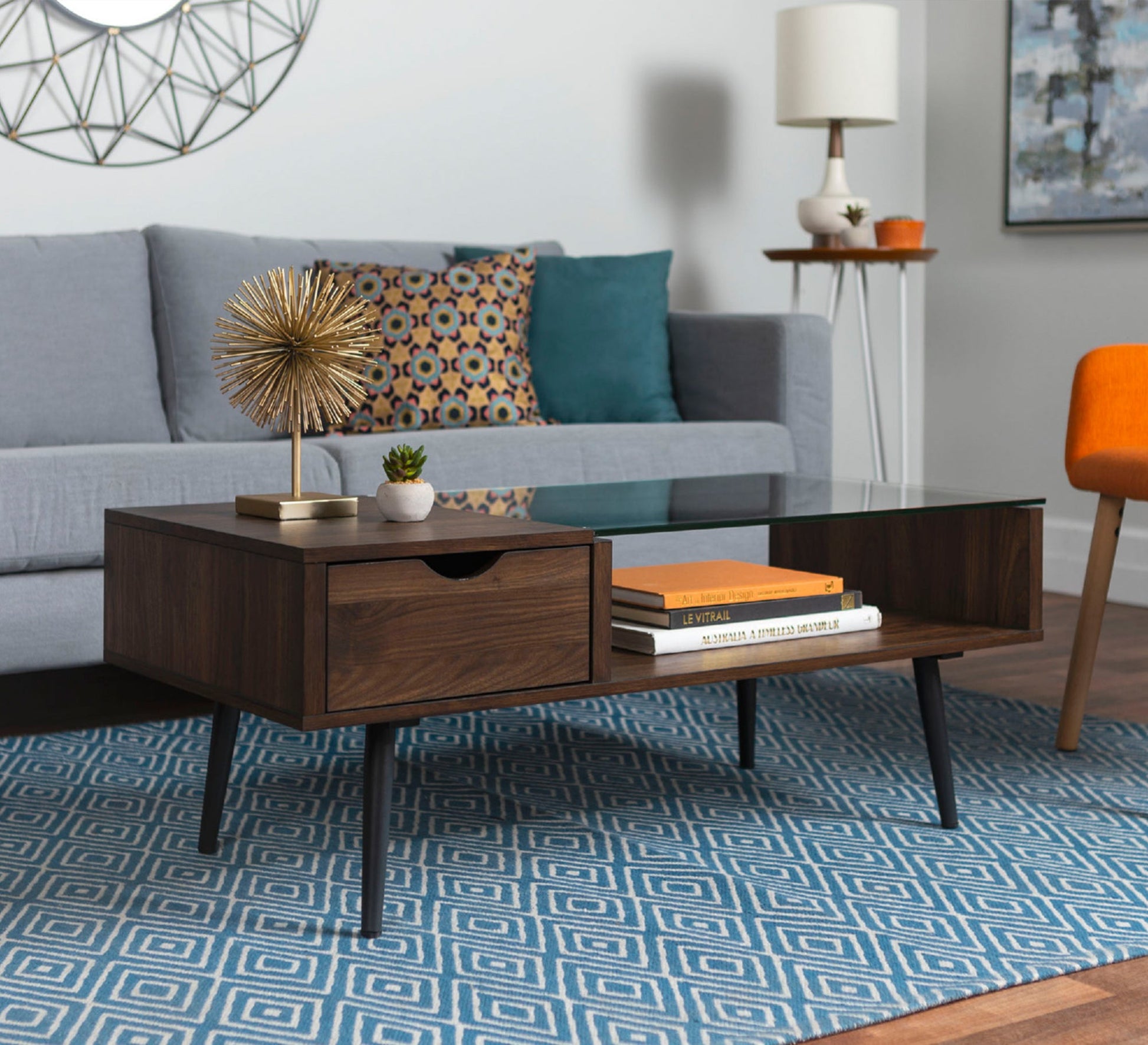 Center table with open shelf and glass top - Vitrine Furniture - Furniture