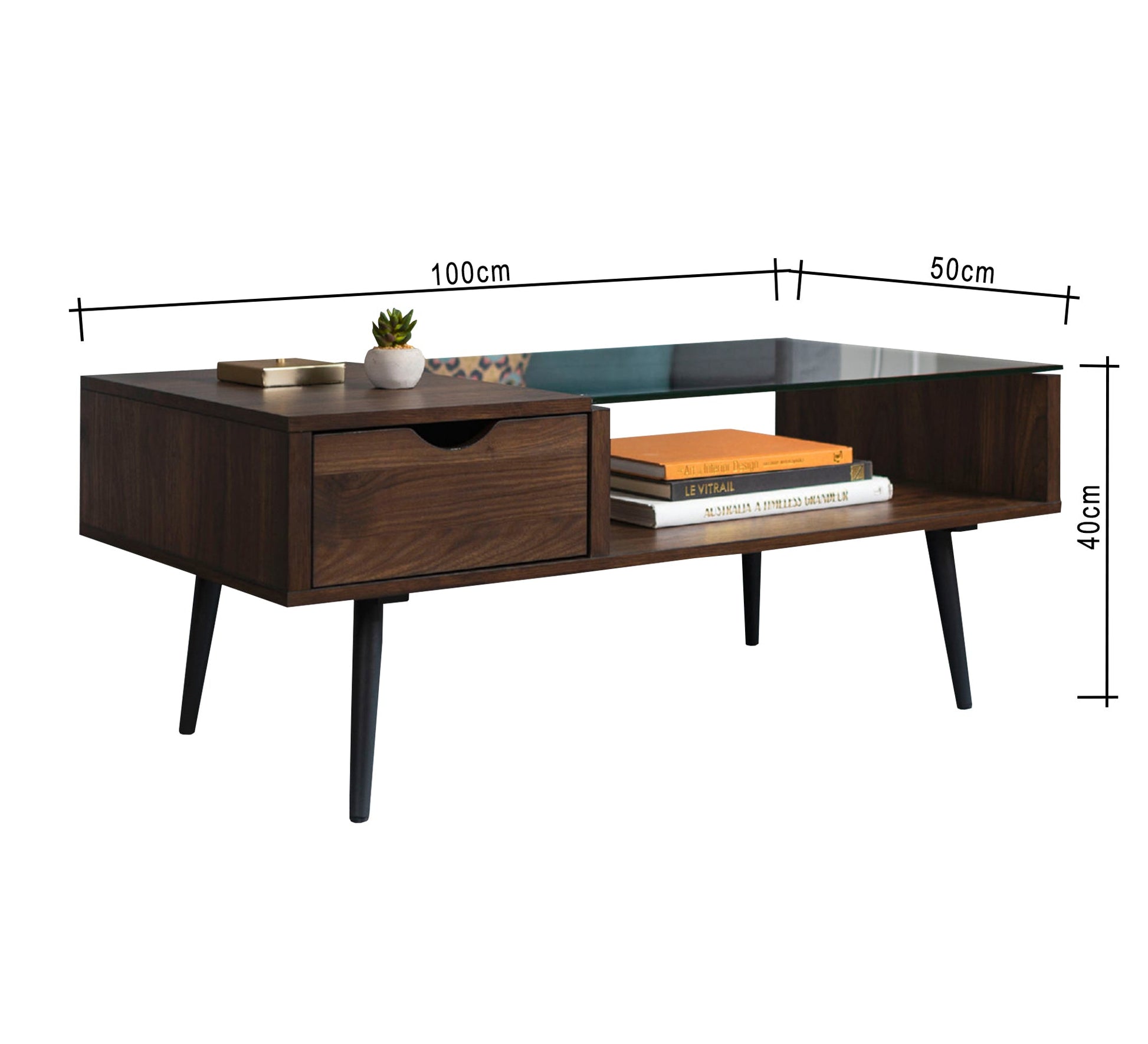 Center table with open shelf and glass top - Vitrine Furniture - Furniture