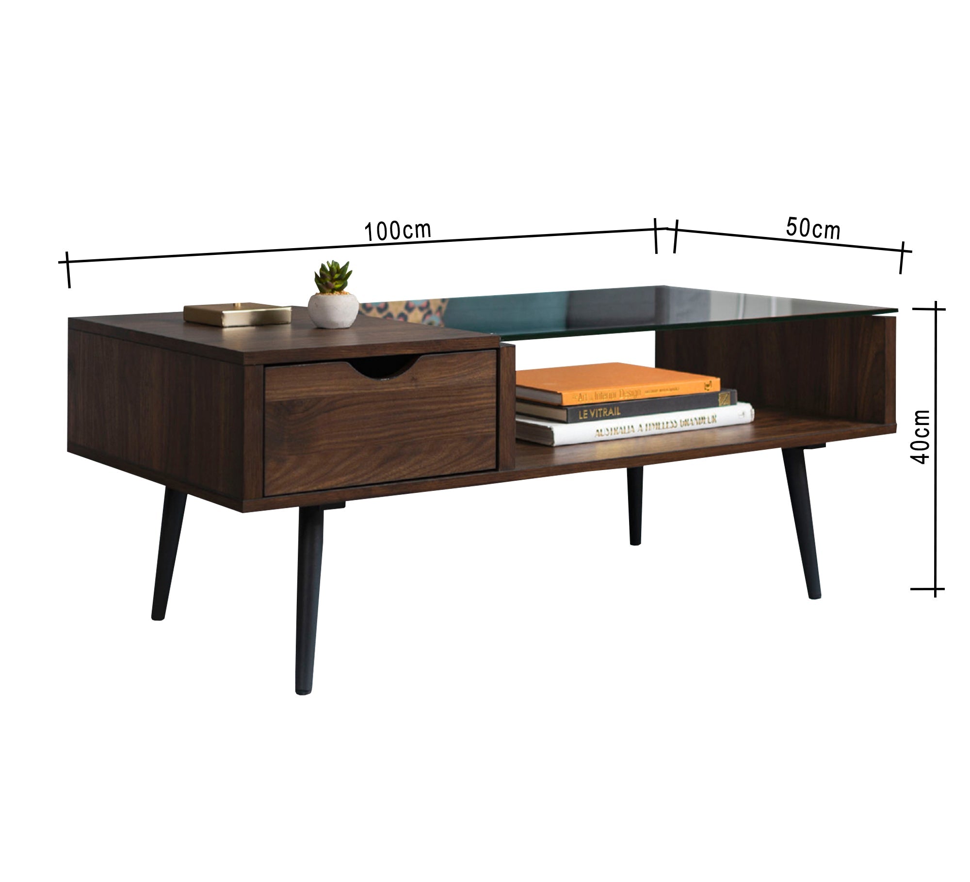 Center table with open shelf and glass top - Vitrine Furniture - Furniture