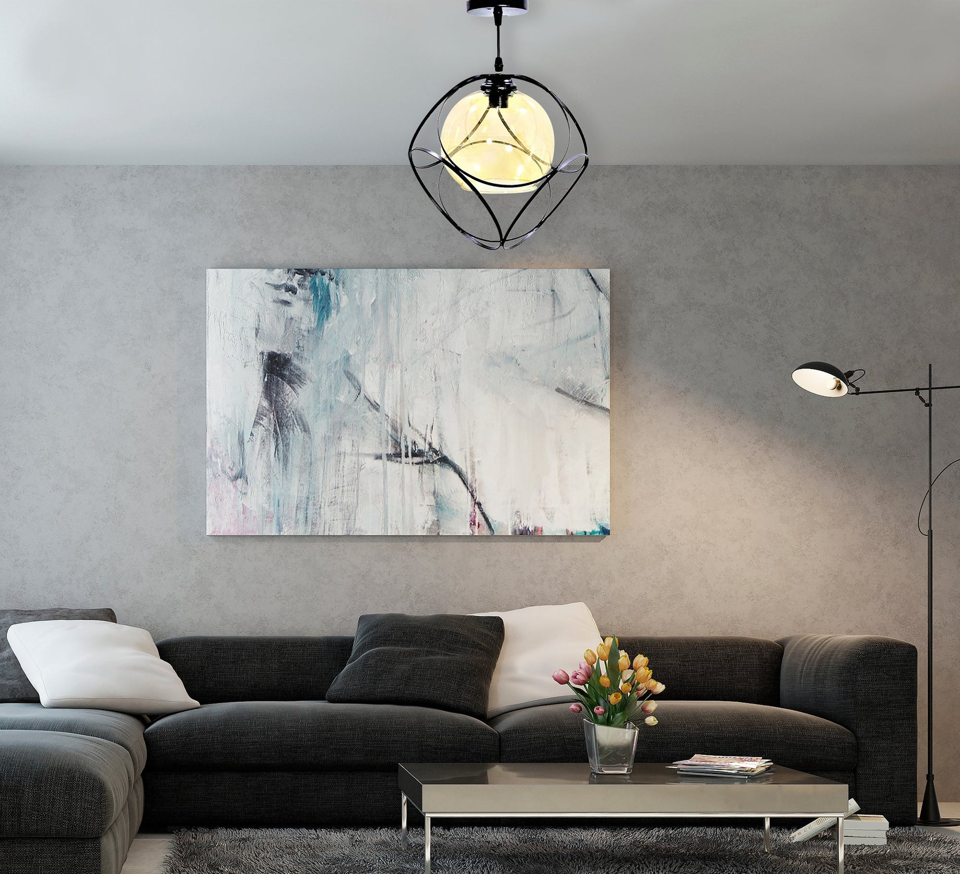 Chandelier with interlocking circles pendant - Vitrine Furniture - Lighting