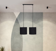 Chandelier with two black cylindrical pendants - Vitrine Furniture - Lighting