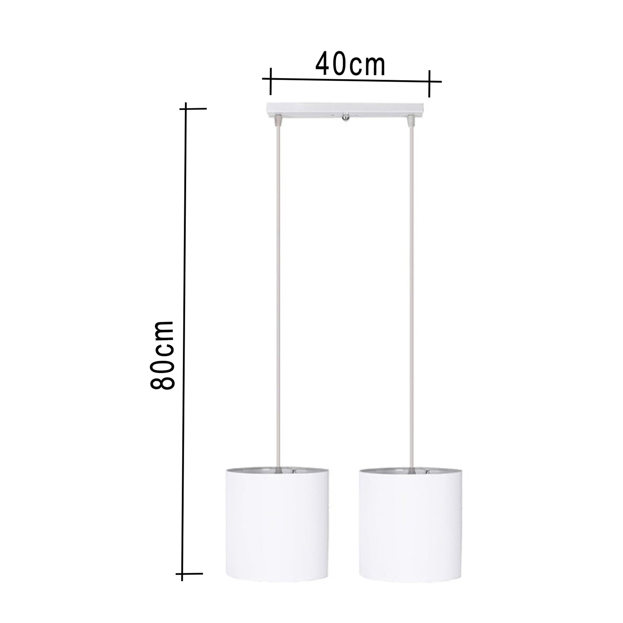 Chandelier with two white cylindrical pendants - Vitrine Furniture - Lighting