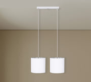 Chandelier with two white cylindrical pendants - Vitrine Furniture - Lighting