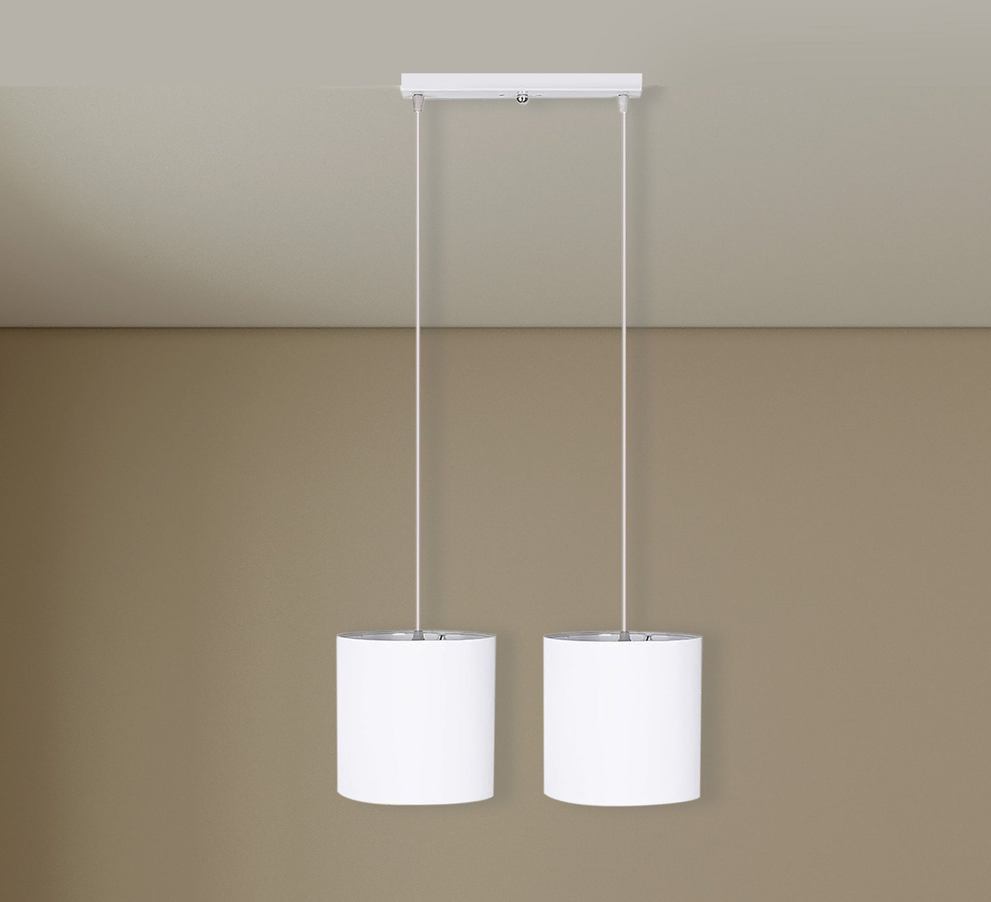 Chandelier with two white cylindrical pendants - Vitrine Furniture - Lighting