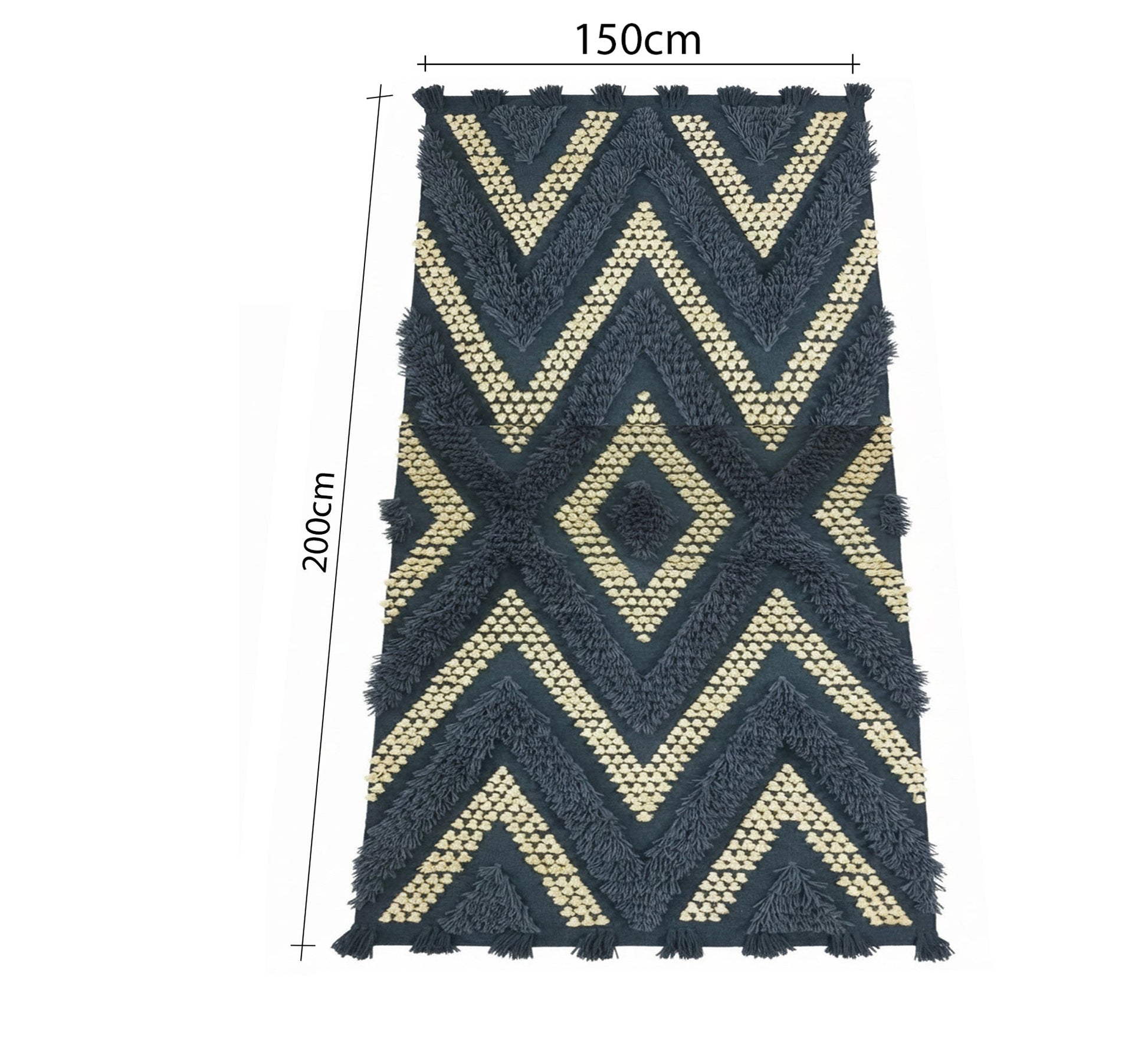 Charcoal rug with fine, shiny yellow diamond lines - Vitrine Furniture - Accessories