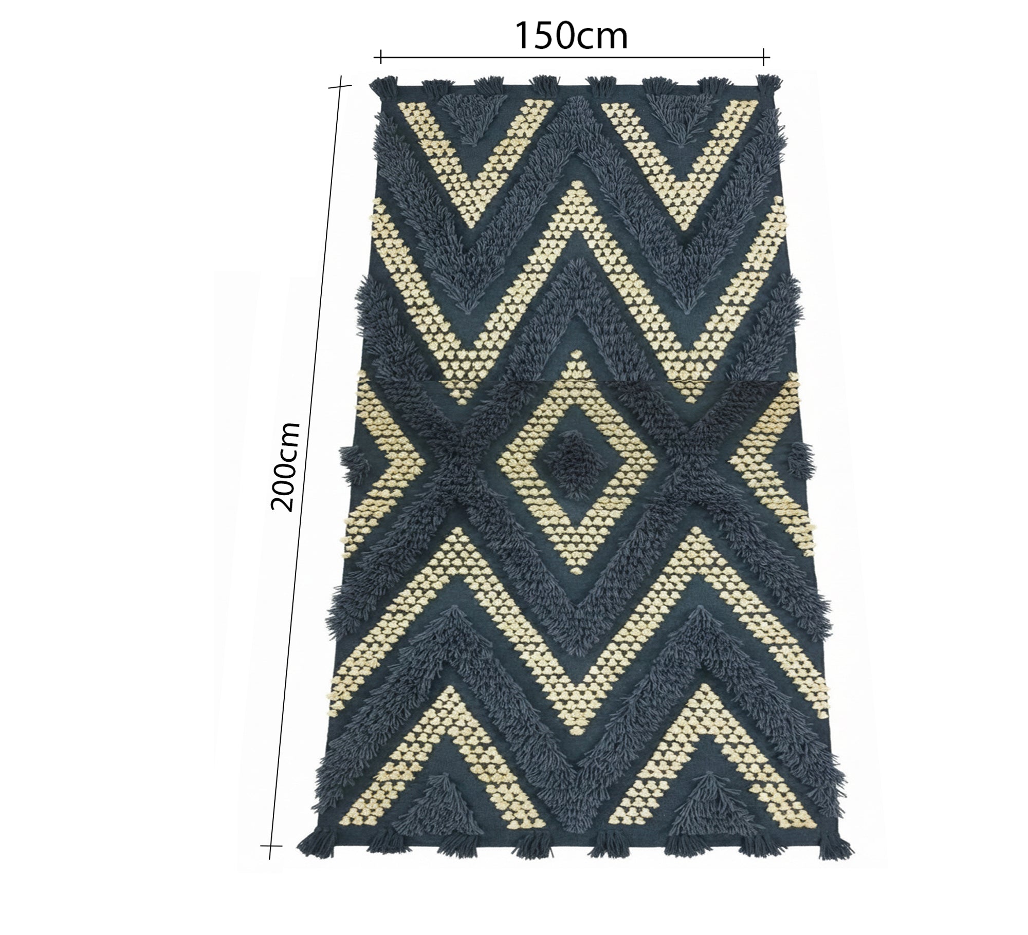 Charcoal rug with fine, shiny yellow diamond lines - Vitrine Furniture - Accessories