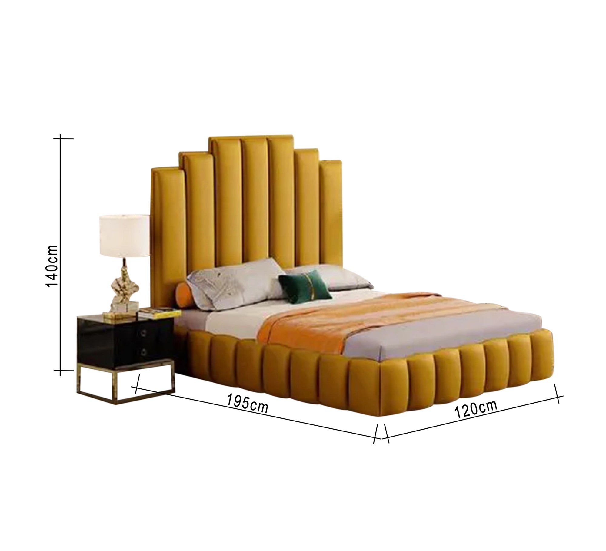 Cheerful orange upholstered bed - Vitrine Furniture - Furniture