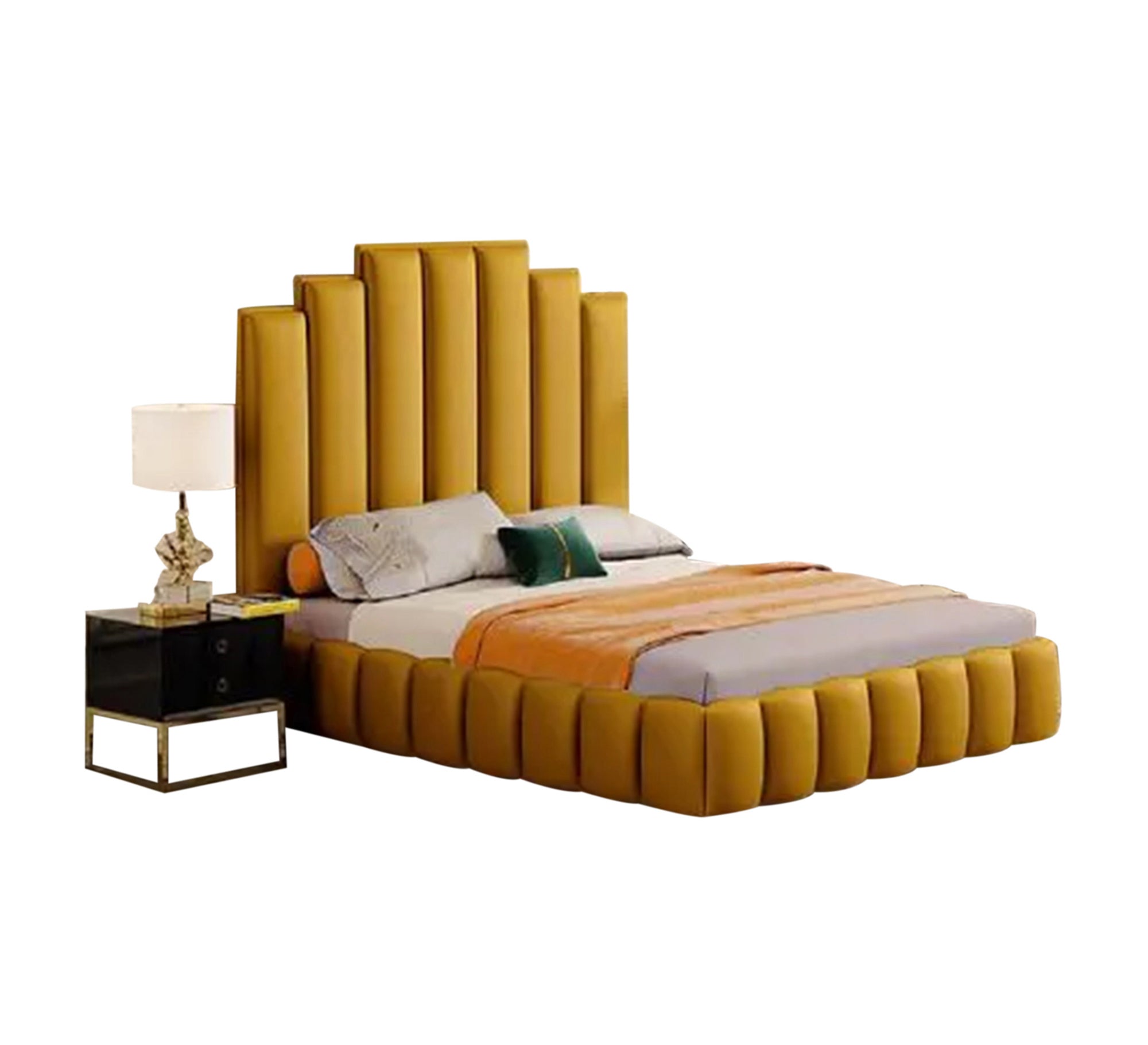 Cheerful orange upholstered bed - Vitrine Furniture - Furniture