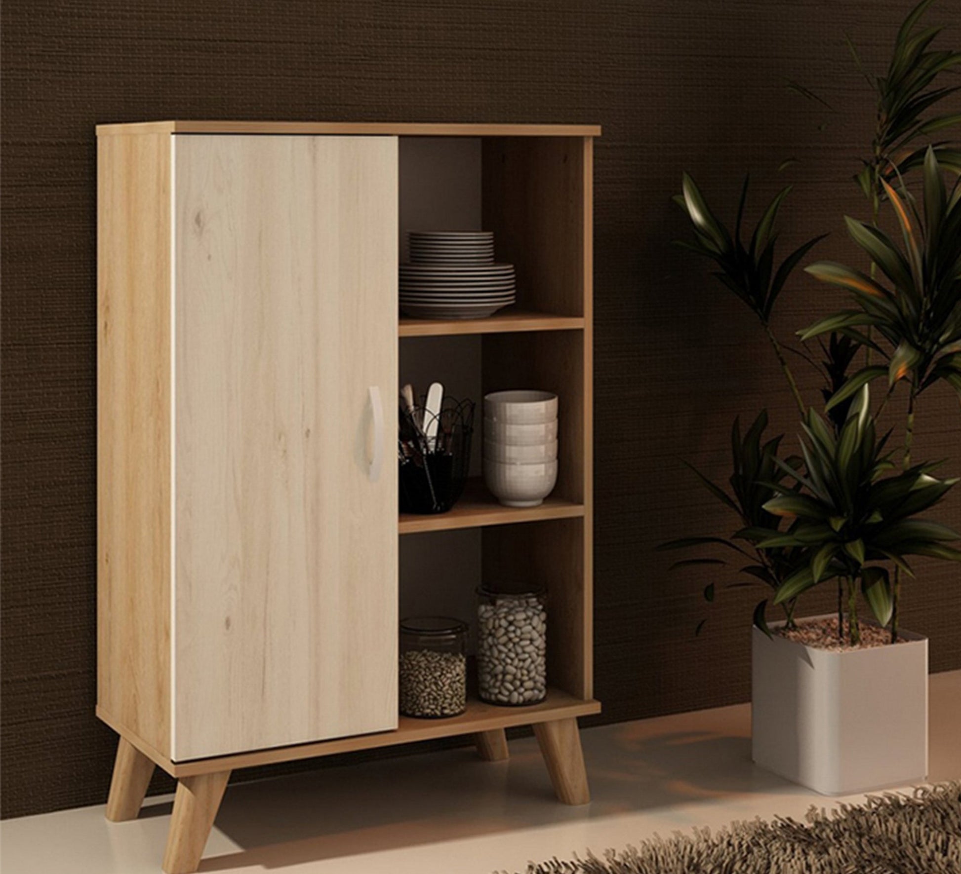 Chic Beige Décor for Small High Cabinets - Vitrine Furniture - Furniture