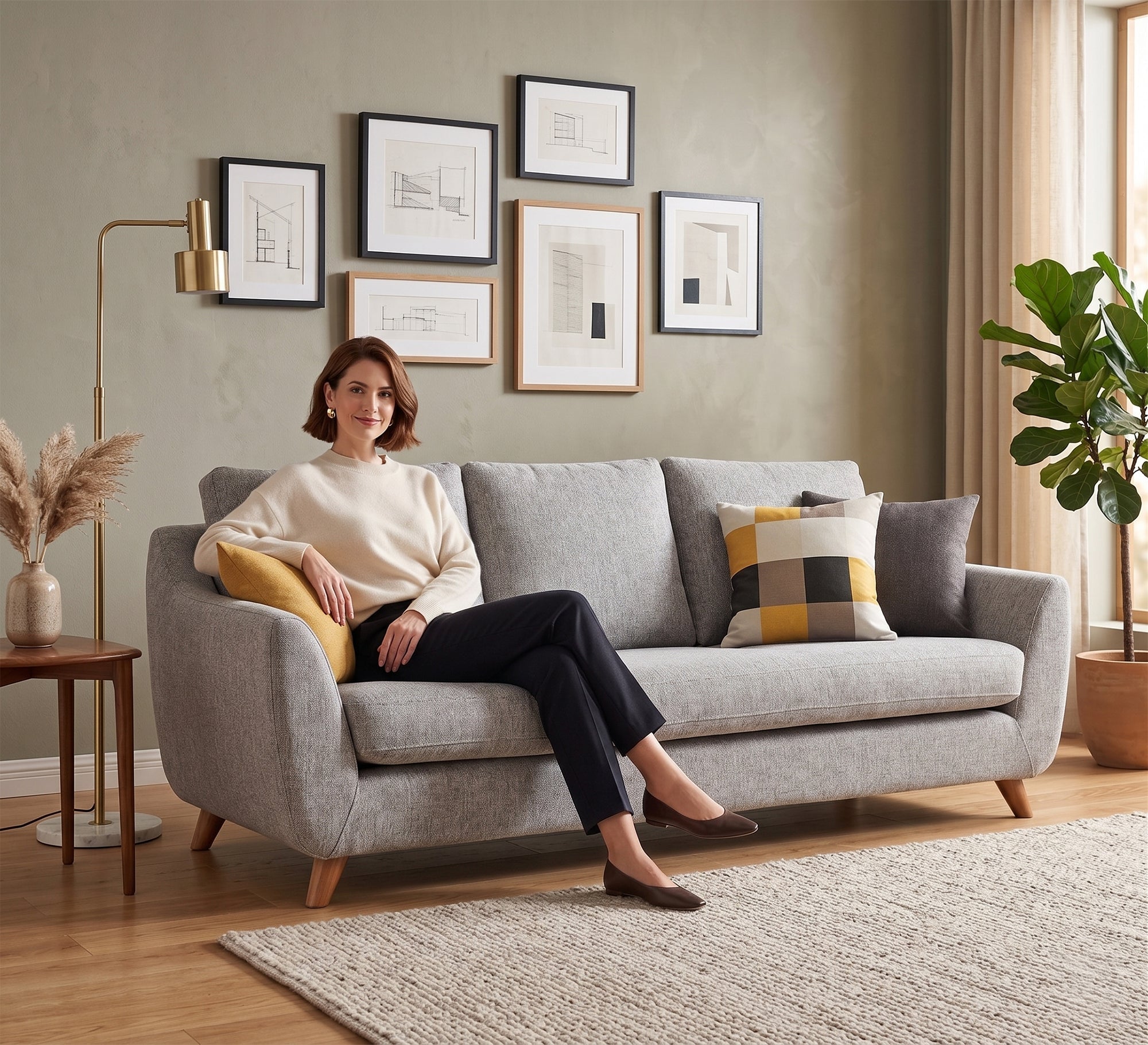 Chic Gray Sofa with Elevated Stance - Vitrine Furniture - Sofas