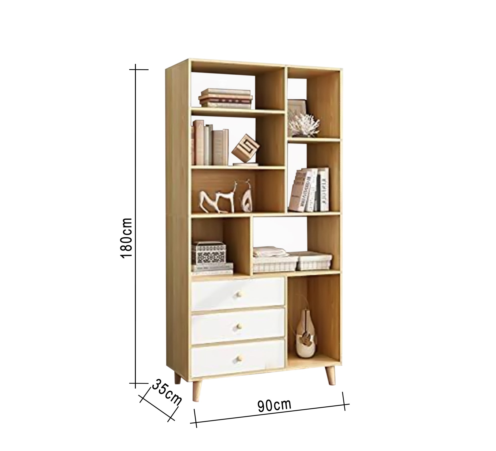 Chic White & Beige High Cabinet Accent - Vitrine Furniture - Furniture
