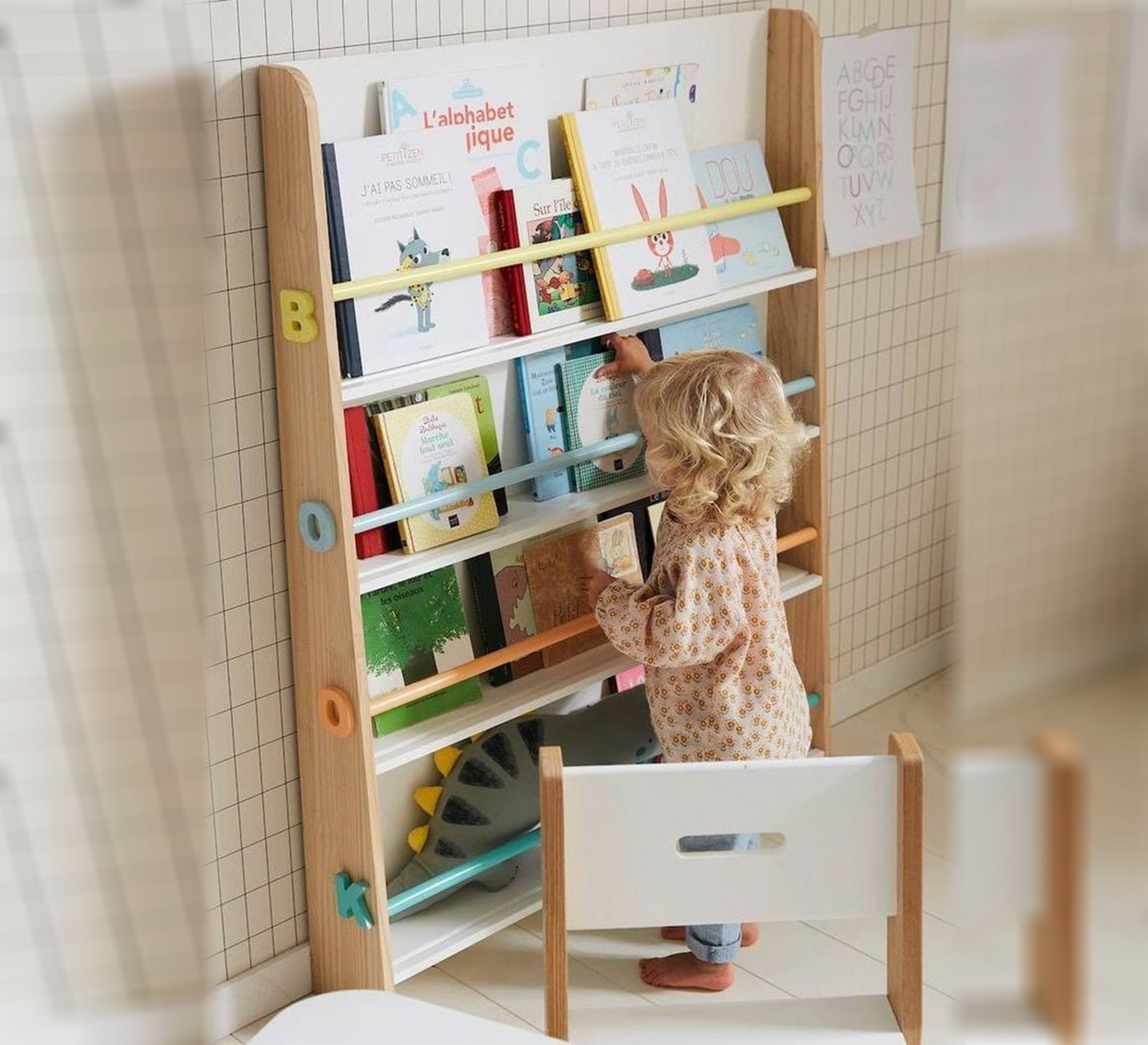 Children's Bookcase – Blockboard Wood - Vitrine Furniture - Décor
