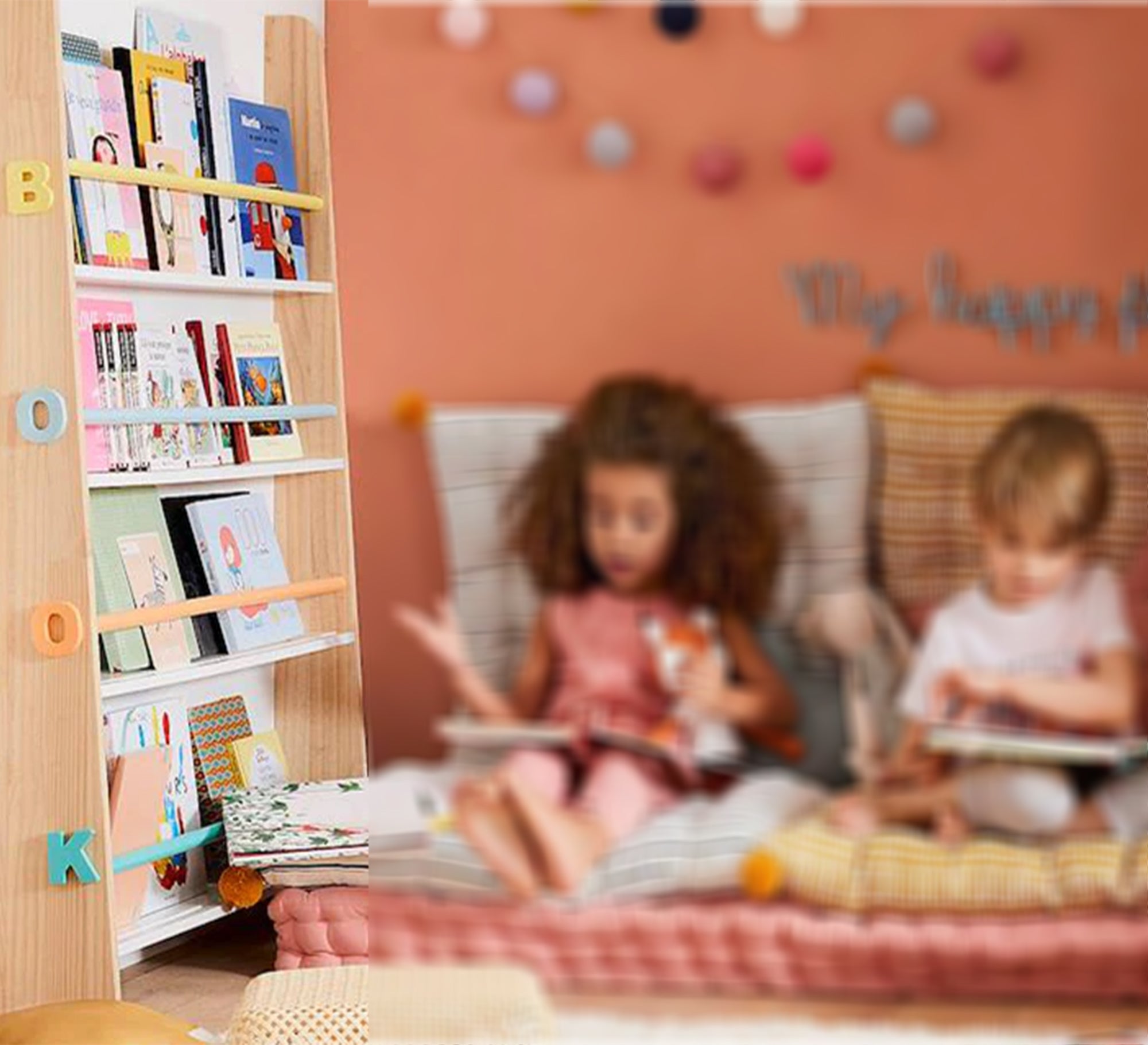 Children's Bookcase – Blockboard Wood - Vitrine Furniture - Décor