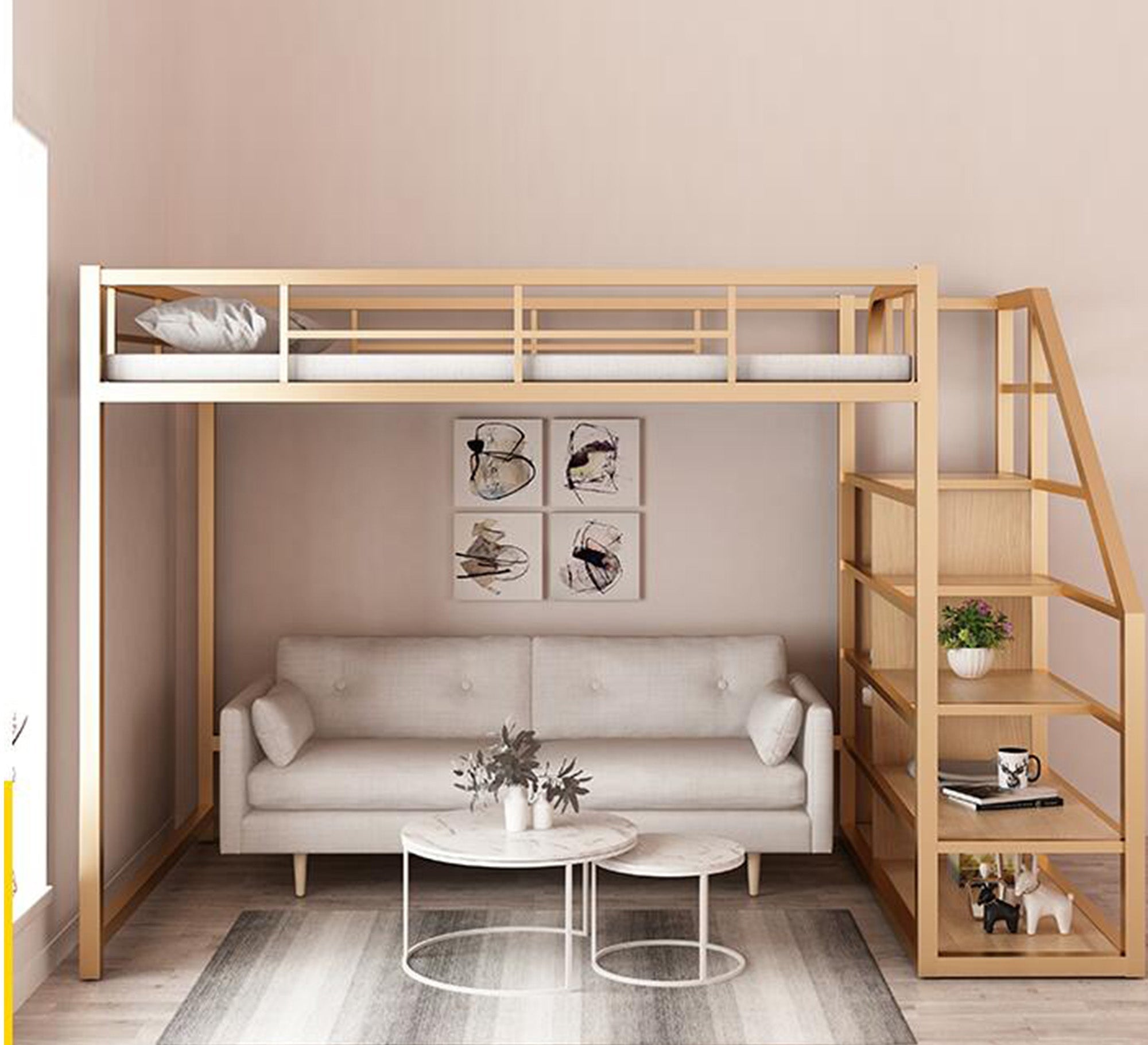 Children's metal bed with Shelves - Vitrine Furniture - Beds