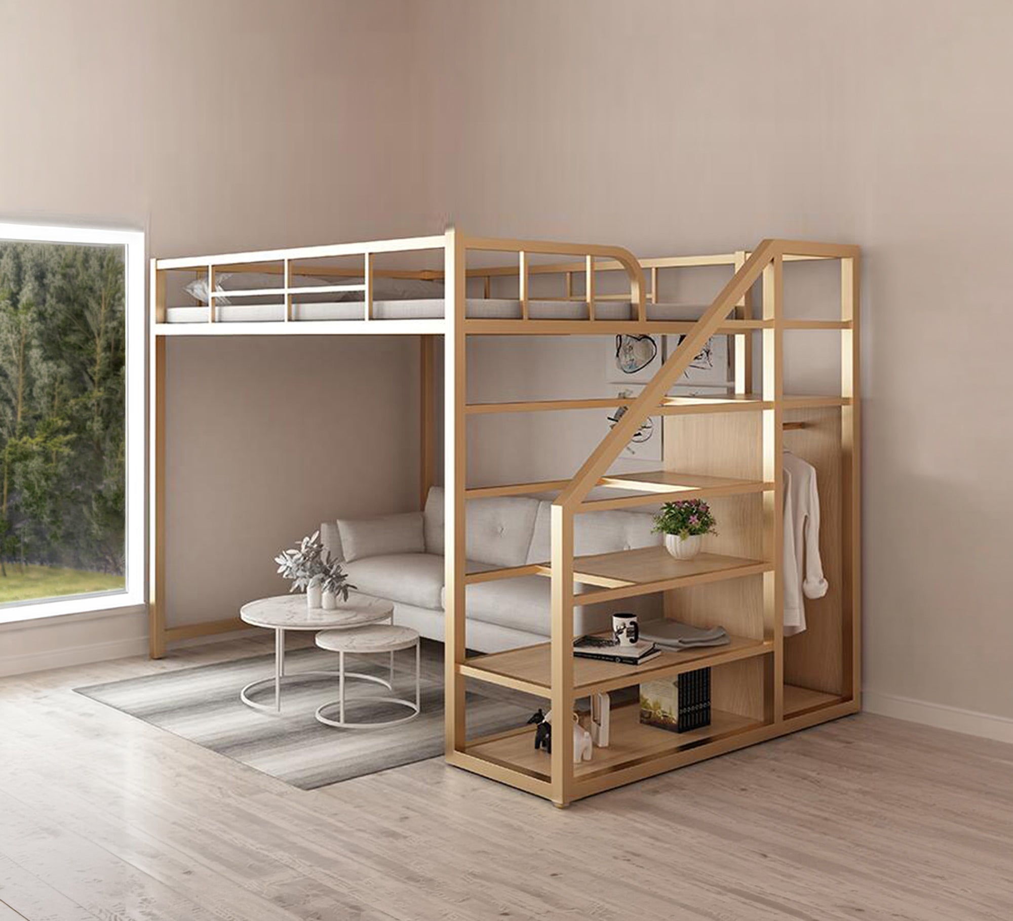 Children's metal bed with Shelves - Vitrine Furniture - Beds