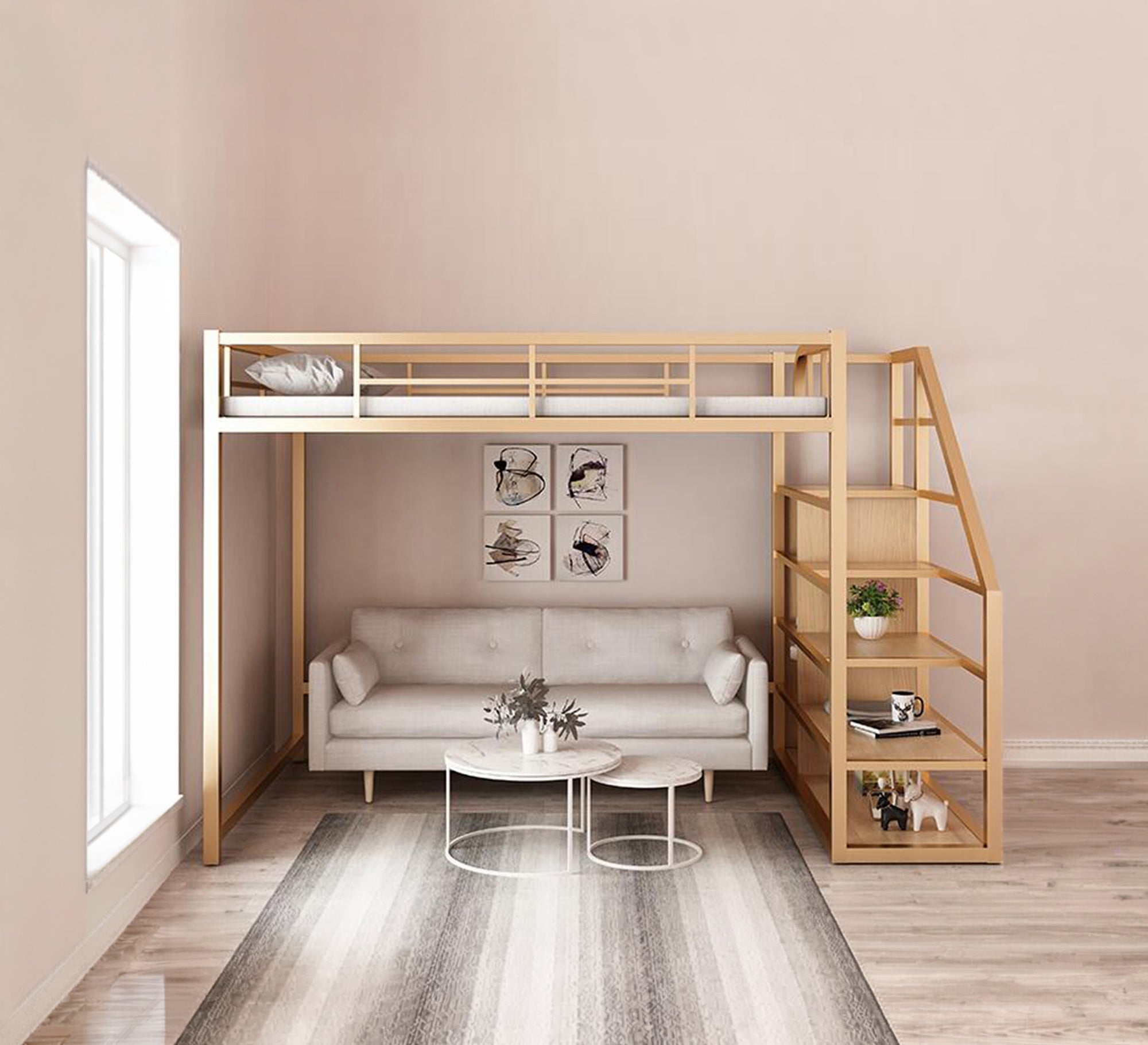Children's metal bed with Shelves - Vitrine Furniture - Beds